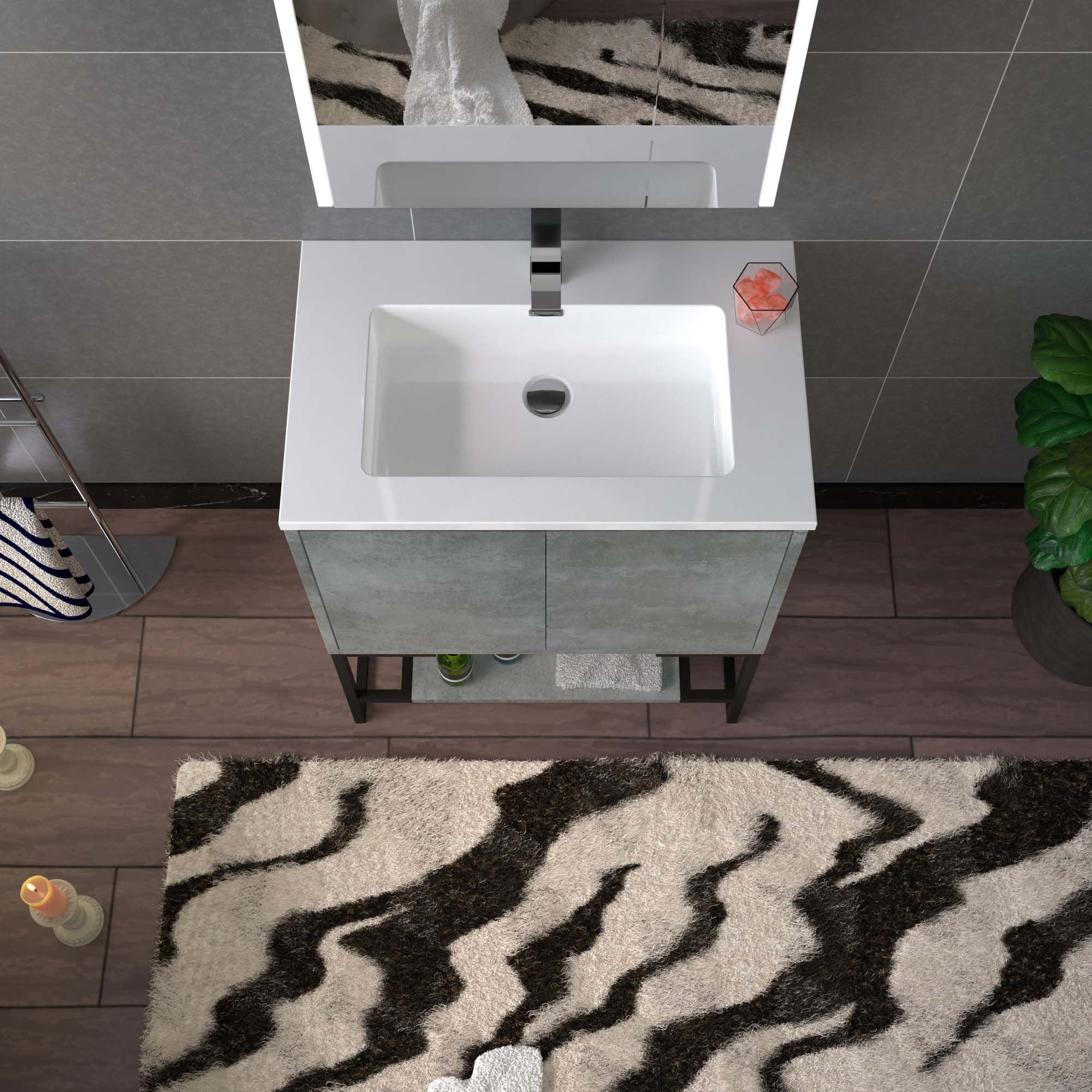 WOODBRIDGE 24 in. W x 19 in. D Bathroom Vanity in Gray with Resin Composite Vanity Top