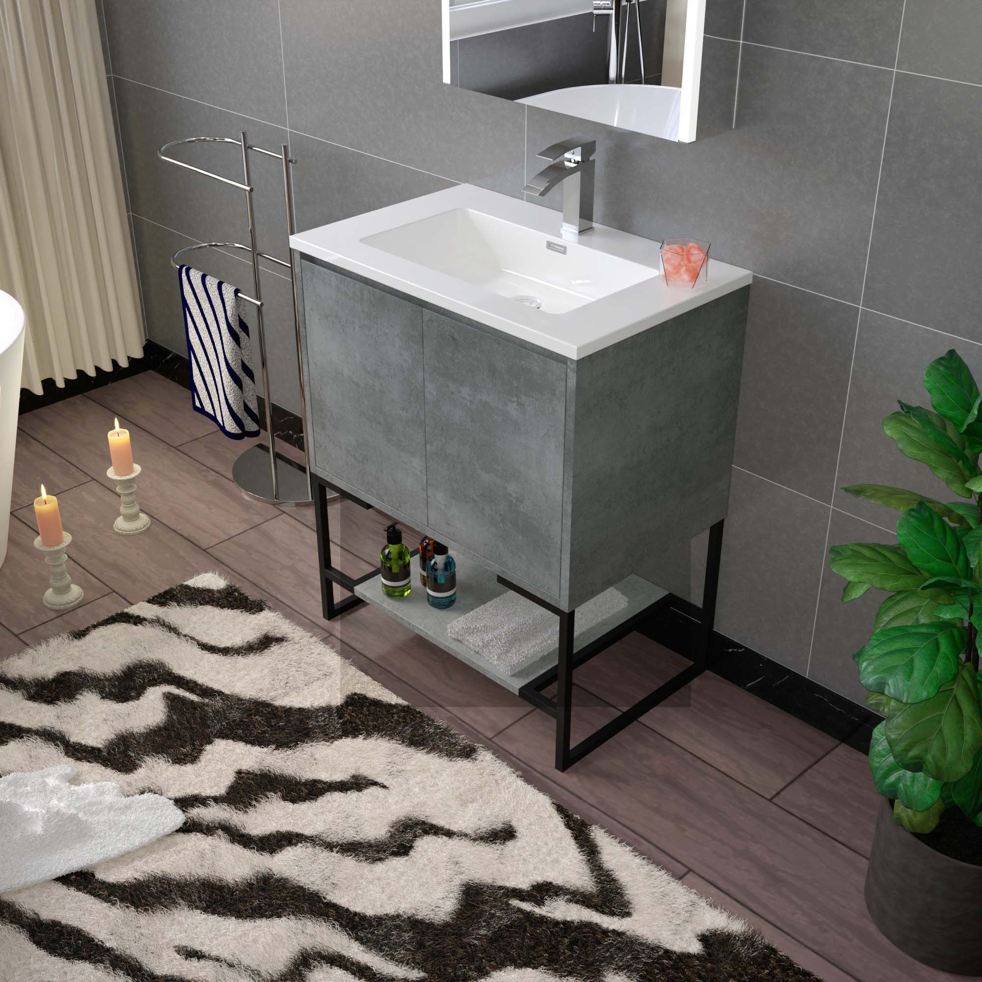 WOODBRIDGE 24 in. W x 19 in. D Bathroom Vanity in Gray with Resin Composite Vanity Top