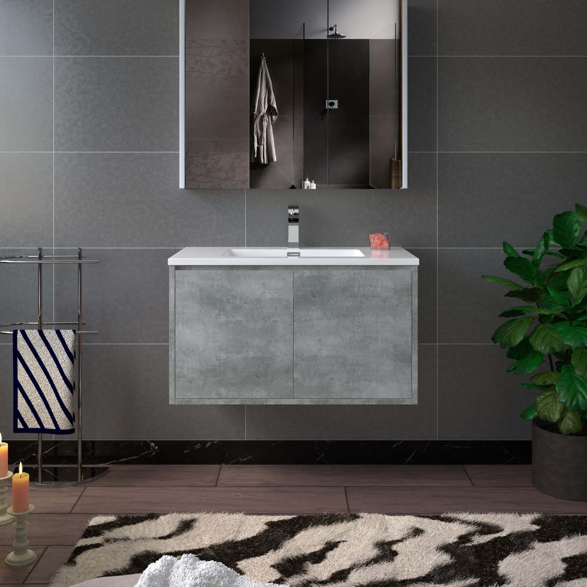WOODBRIDGE 24 in. W x 19 in. D Bathroom Vanity in Gray with Resin Composite Vanity Top