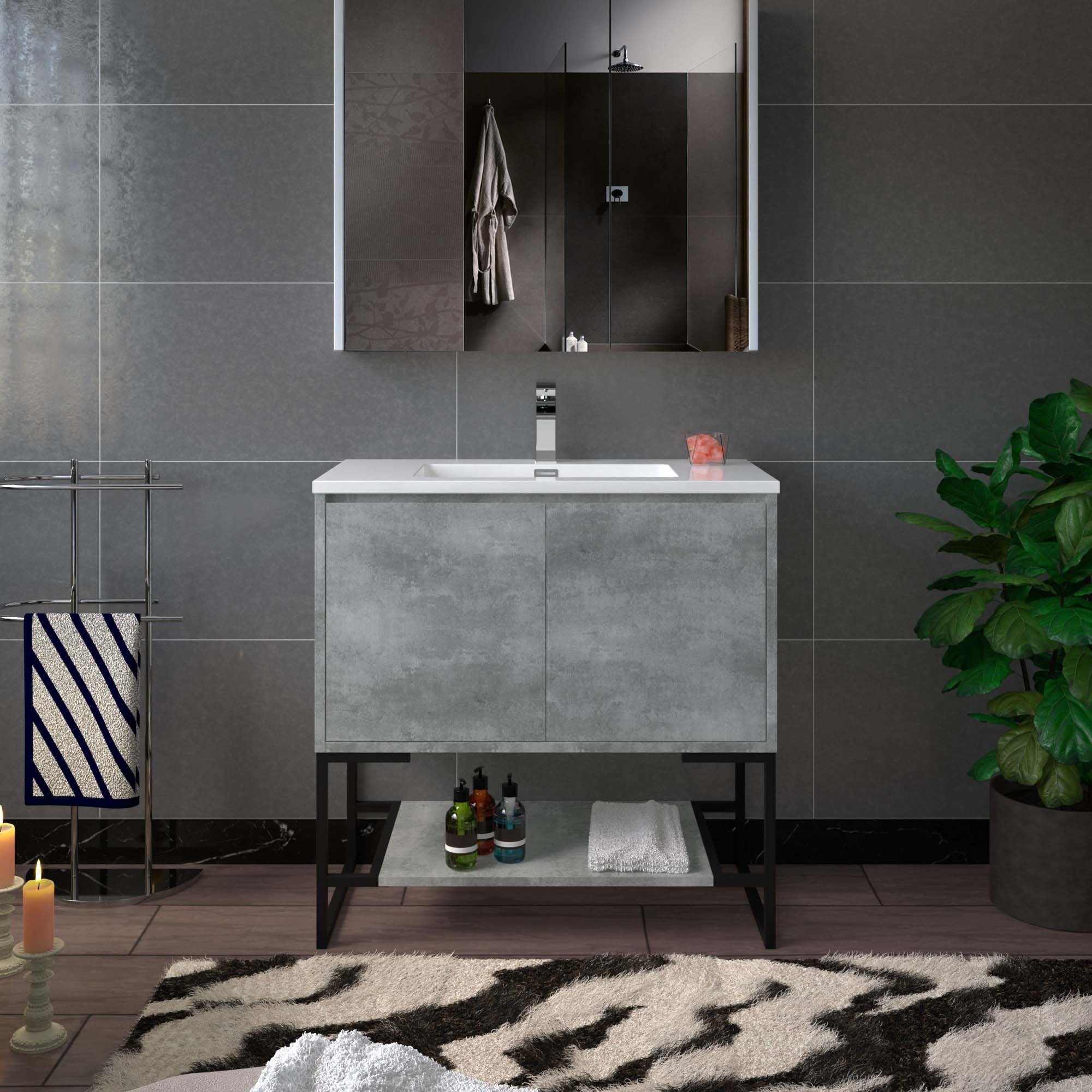 WOODBRIDGE 24 in. W x 19 in. D Bathroom Vanity in Gray with Resin Composite Vanity Top