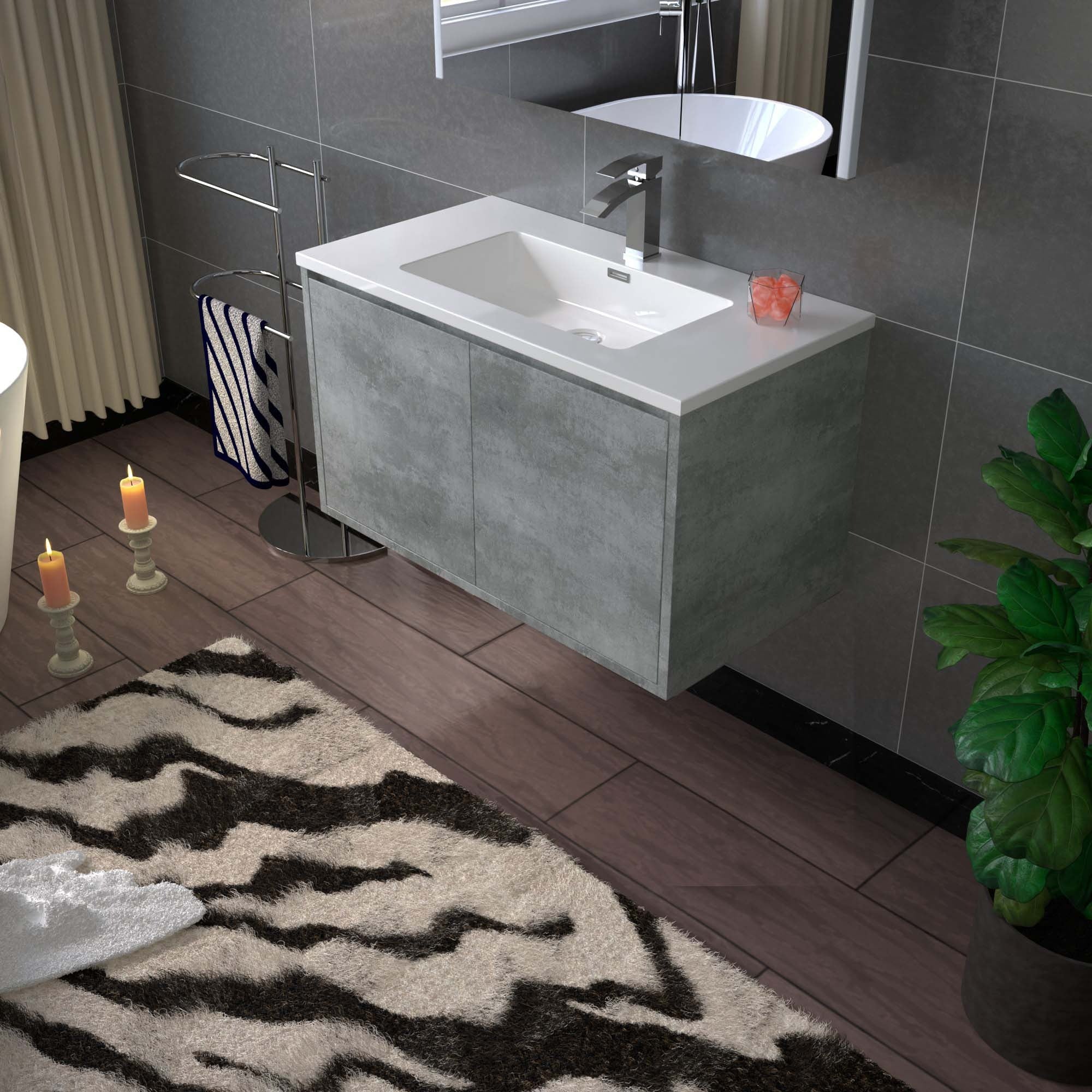 WOODBRIDGE 24 in. W x 19 in. D Bathroom Vanity in Gray with Resin Composite Vanity Top