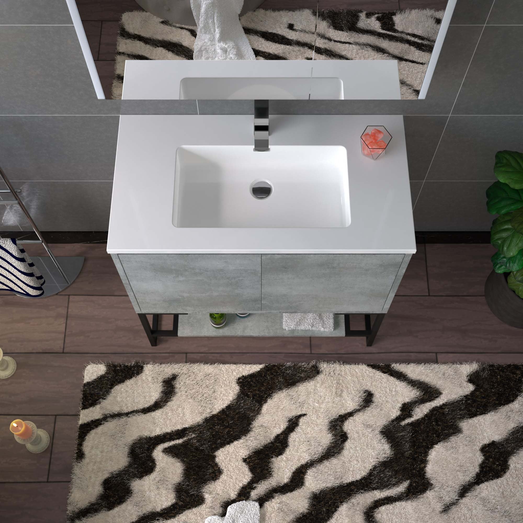 WOODBRIDGE 24 in. W x 19 in. D Bathroom Vanity in Gray with Resin Composite Vanity Top