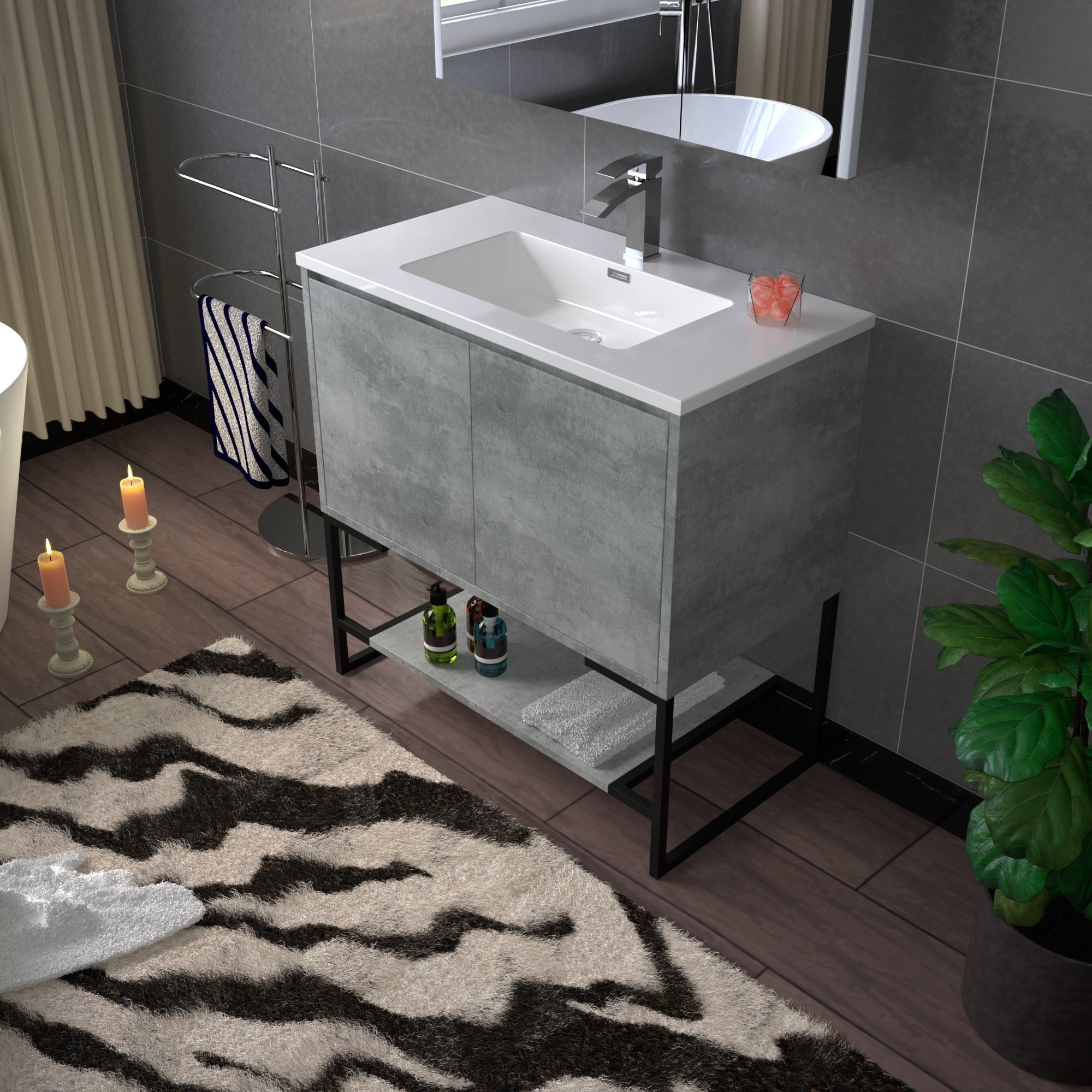 WOODBRIDGE 24 in. W x 19 in. D Bathroom Vanity in Gray with Resin Composite Vanity Top