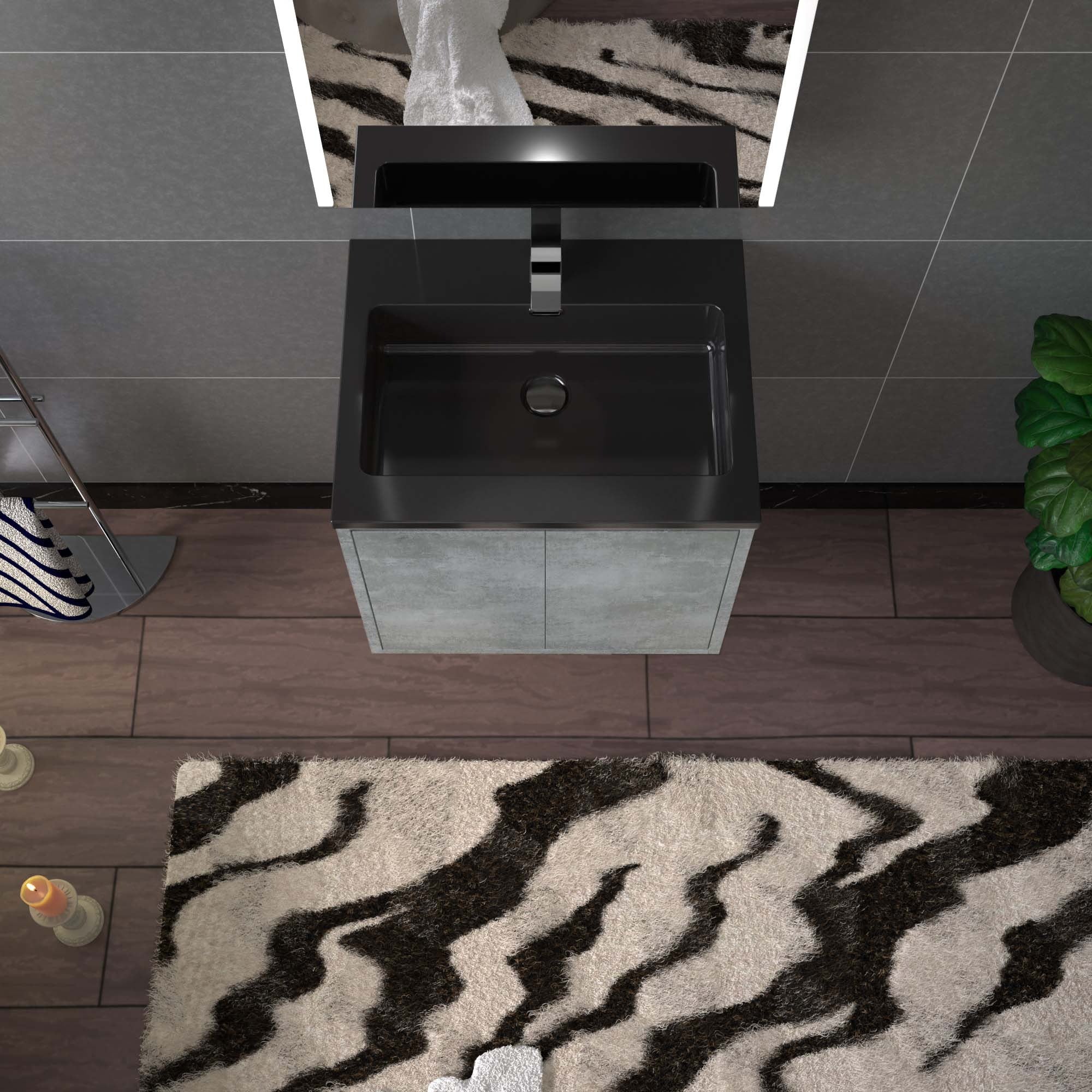 WOODBRIDGE 24 in. W x 19 in. D Bathroom Vanity in Gray with Quartz Sand Composite Vanity Top