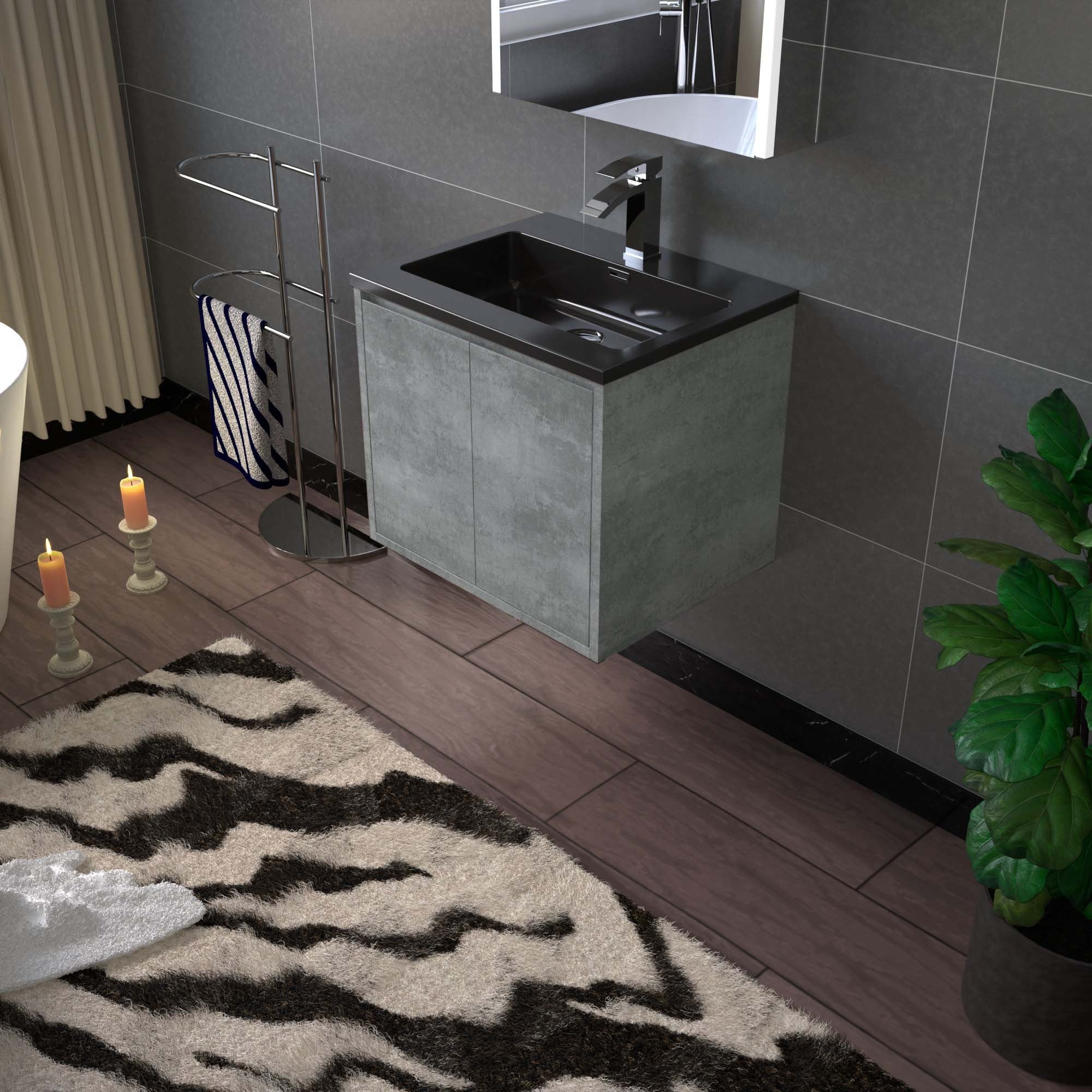 WOODBRIDGE 24 in. W x 19 in. D Bathroom Vanity in Gray with Quartz Sand Composite Vanity Top