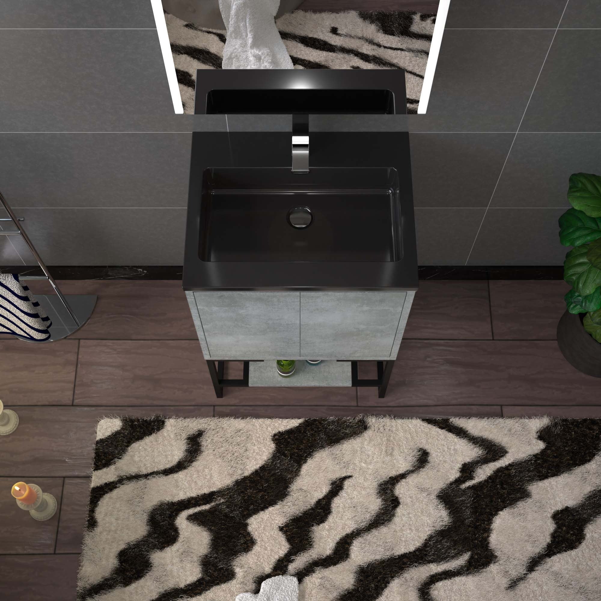 WOODBRIDGE 24 in. W x 19 in. D Bathroom Vanity in Gray with Quartz Sand Composite Vanity Top