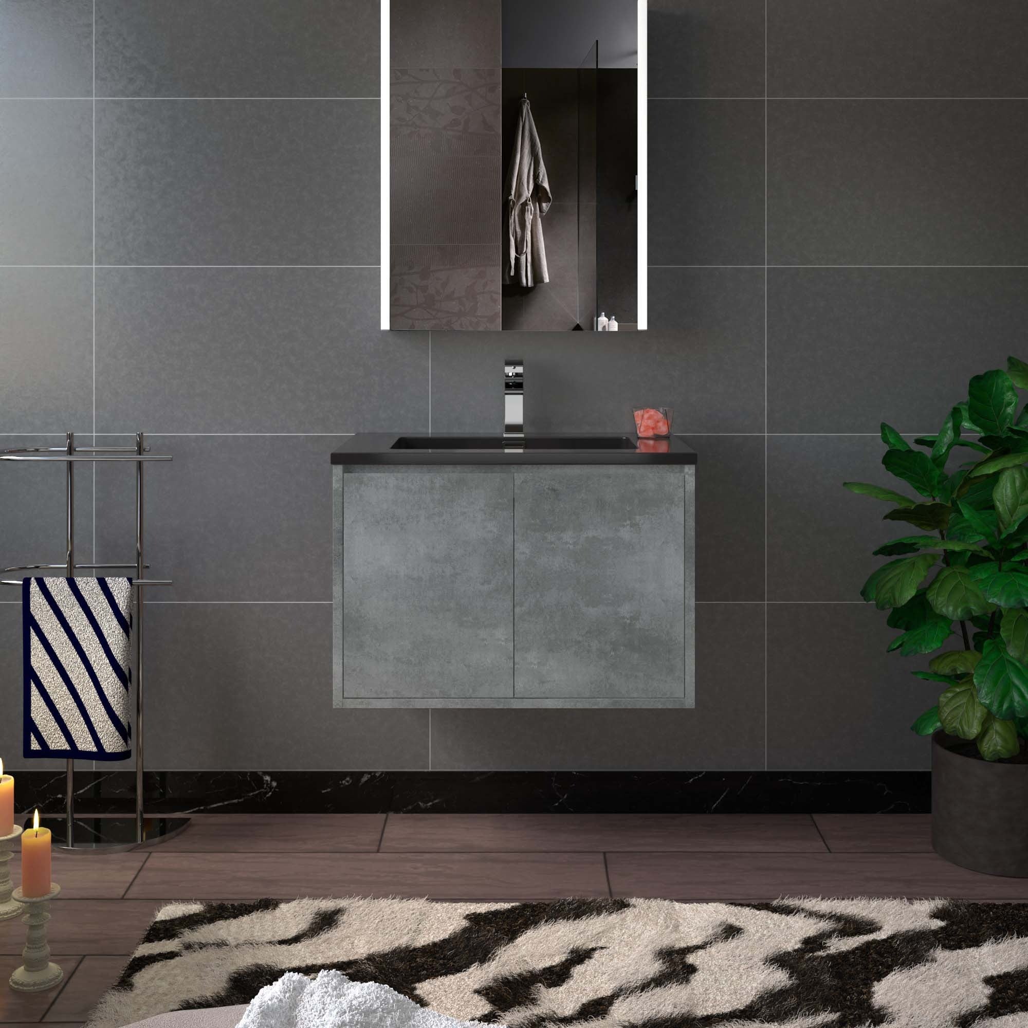 WOODBRIDGE 24 in. W x 19 in. D Bathroom Vanity in Gray with Quartz Sand Composite Vanity Top