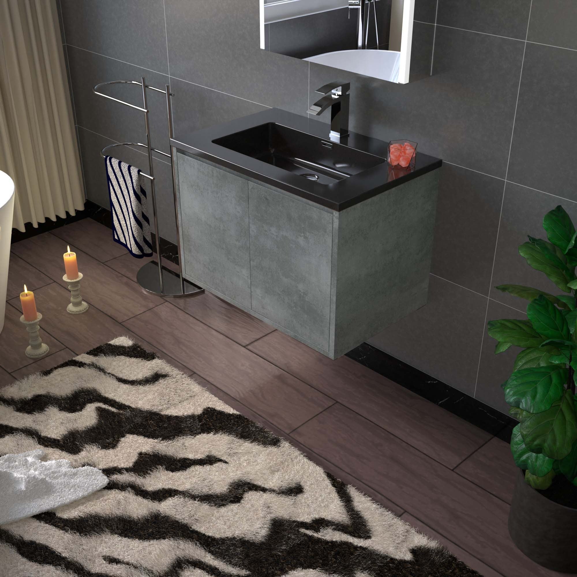 WOODBRIDGE 24 in. W x 19 in. D Bathroom Vanity in Gray with Quartz Sand Composite Vanity Top
