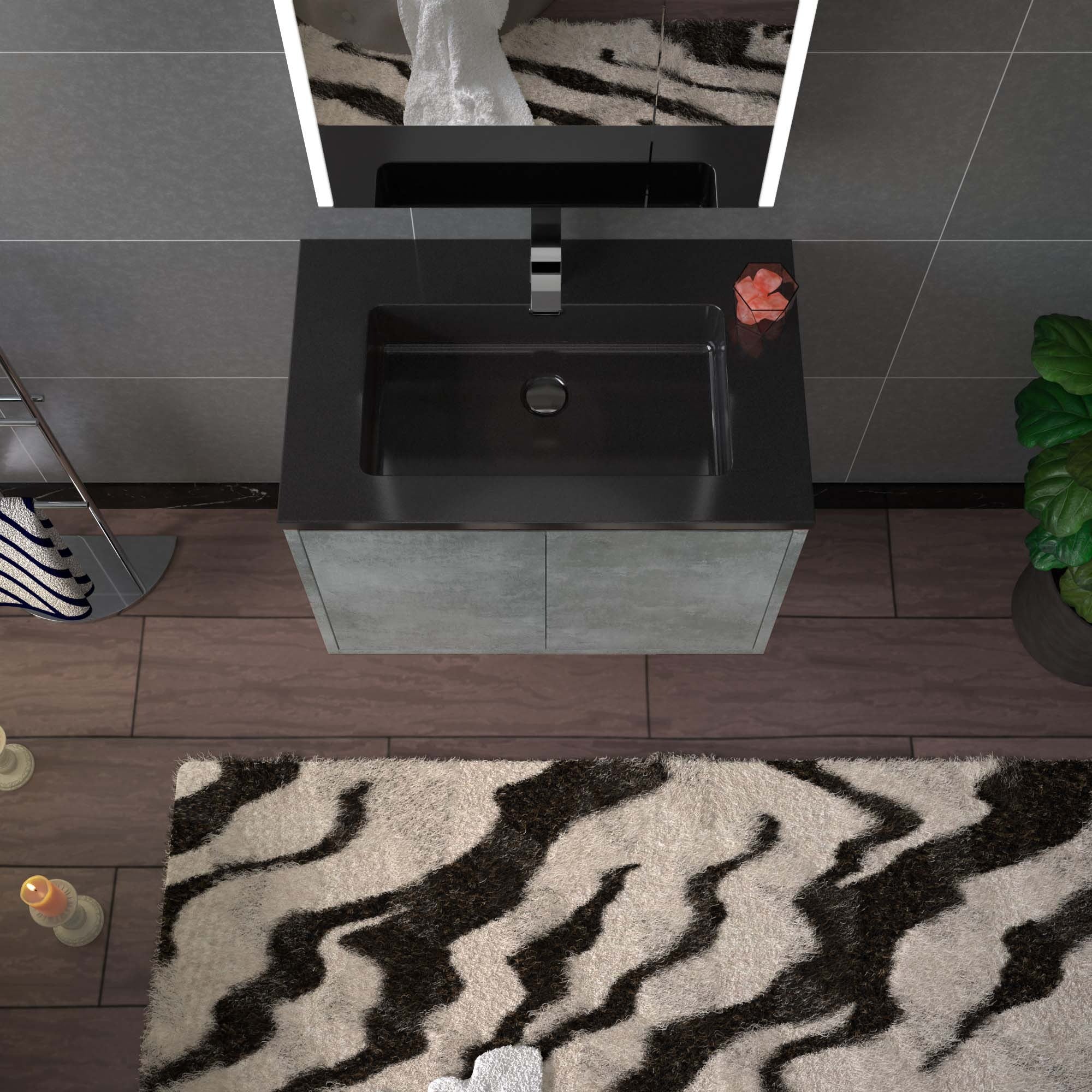 WOODBRIDGE 24 in. W x 19 in. D Bathroom Vanity in Gray with Quartz Sand Composite Vanity Top