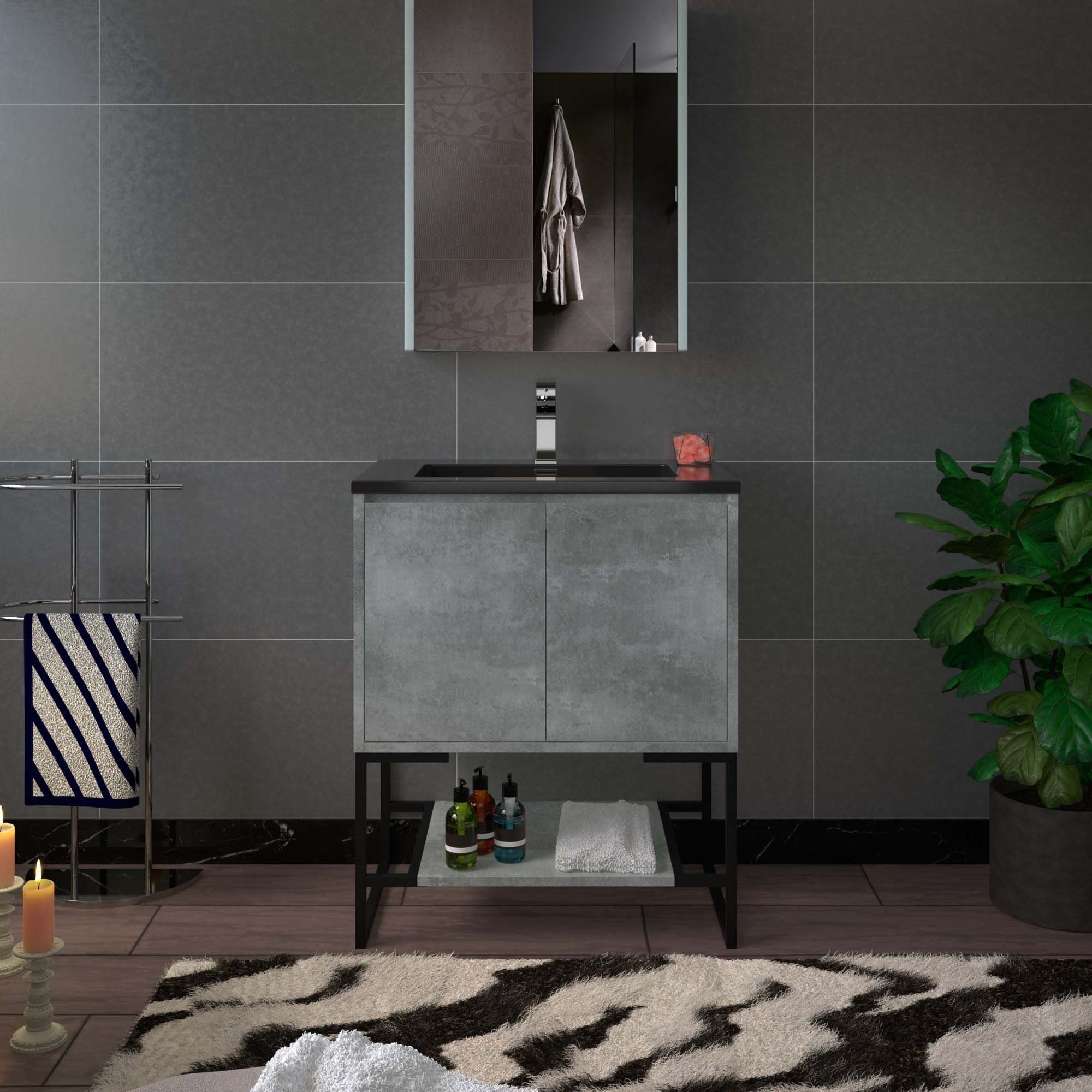 WOODBRIDGE 24 in. W x 19 in. D Bathroom Vanity in Gray with Quartz Sand Composite Vanity Top