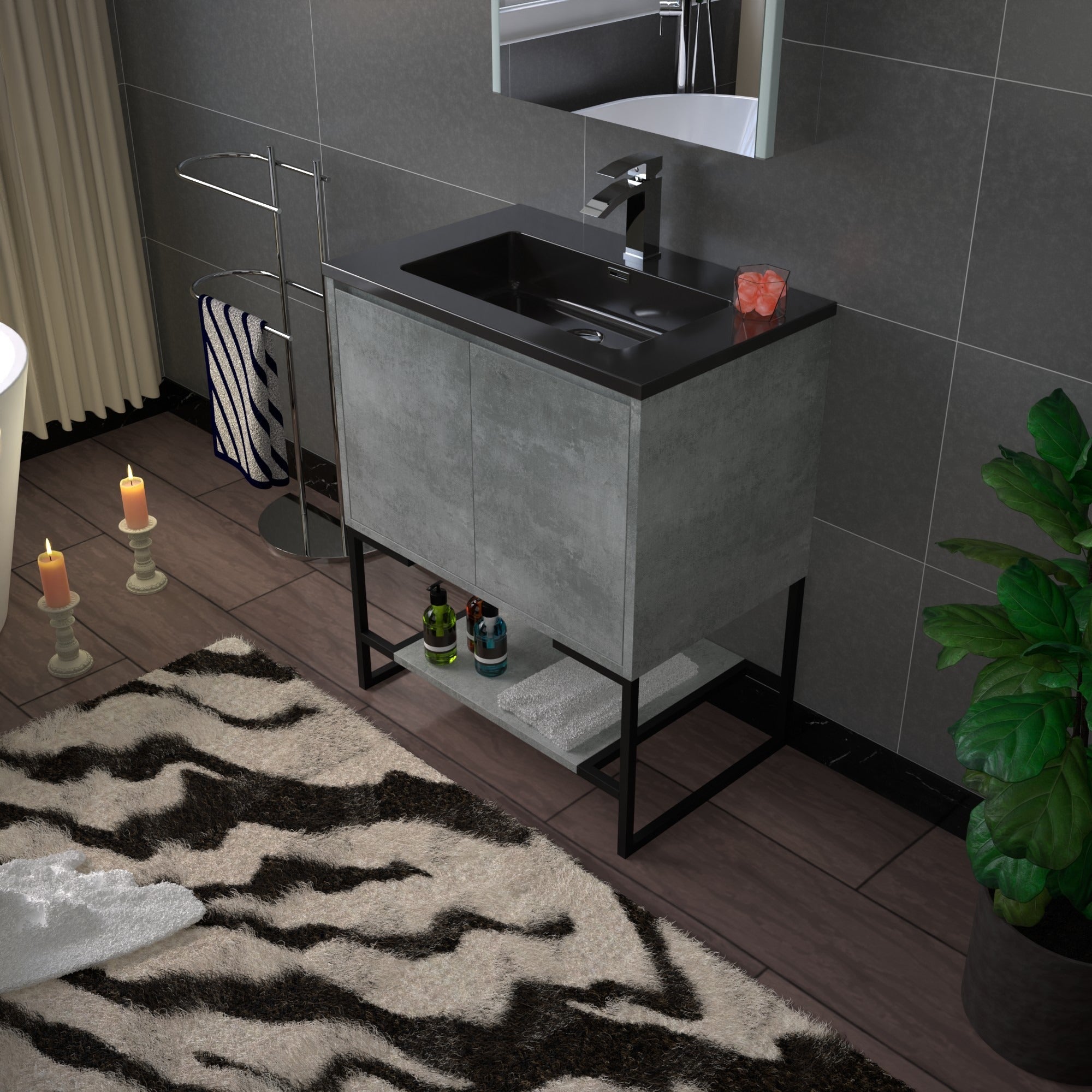 WOODBRIDGE 24 in. W x 19 in. D Bathroom Vanity in Gray with Quartz Sand Composite Vanity Top