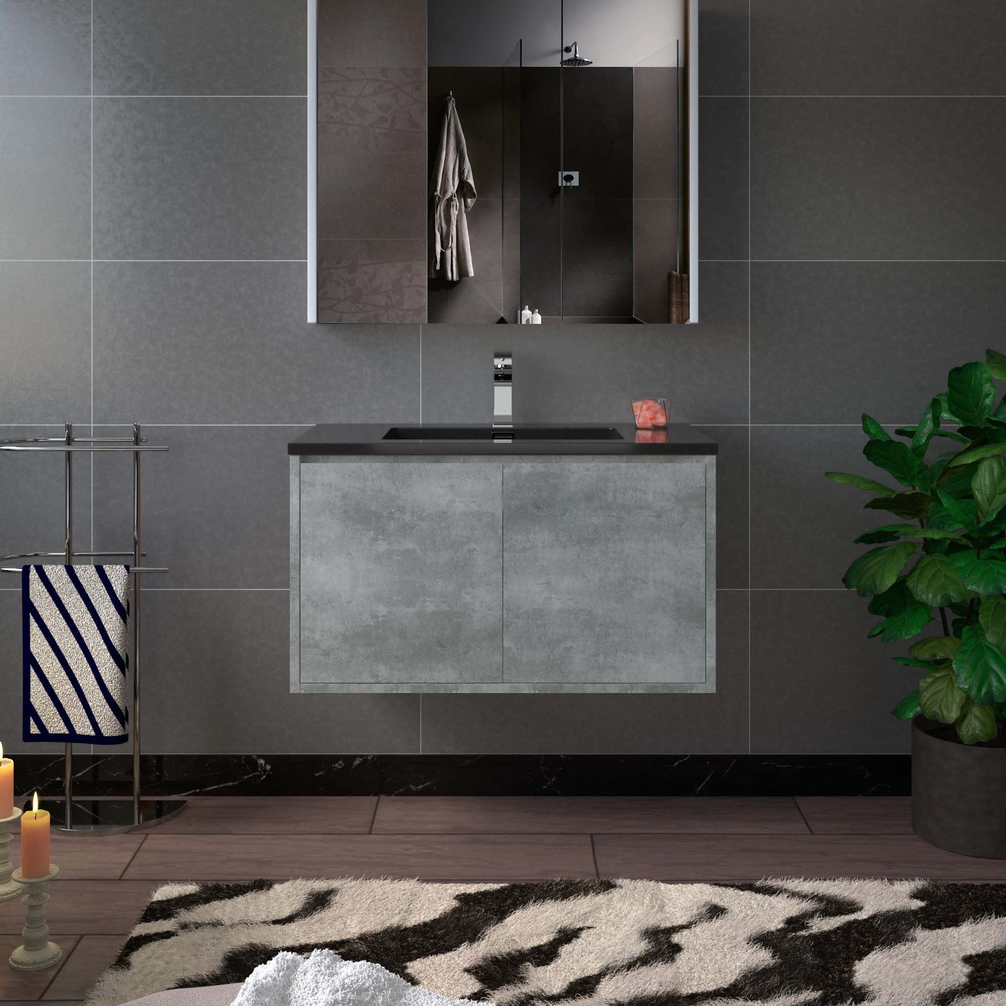 WOODBRIDGE 24 in. W x 19 in. D Bathroom Vanity in Gray with Quartz Sand Composite Vanity Top