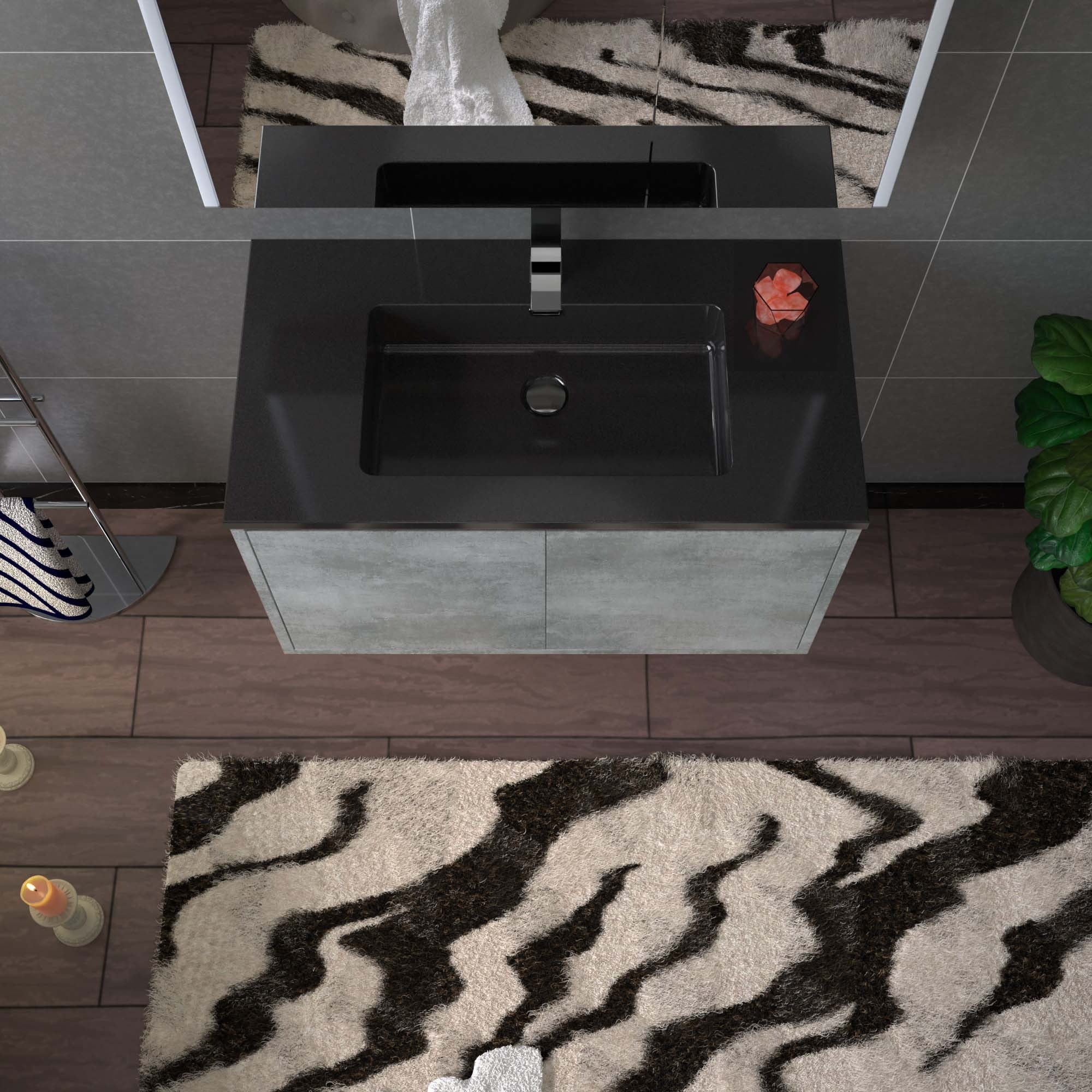 WOODBRIDGE 24 in. W x 19 in. D Bathroom Vanity in Gray with Quartz Sand Composite Vanity Top