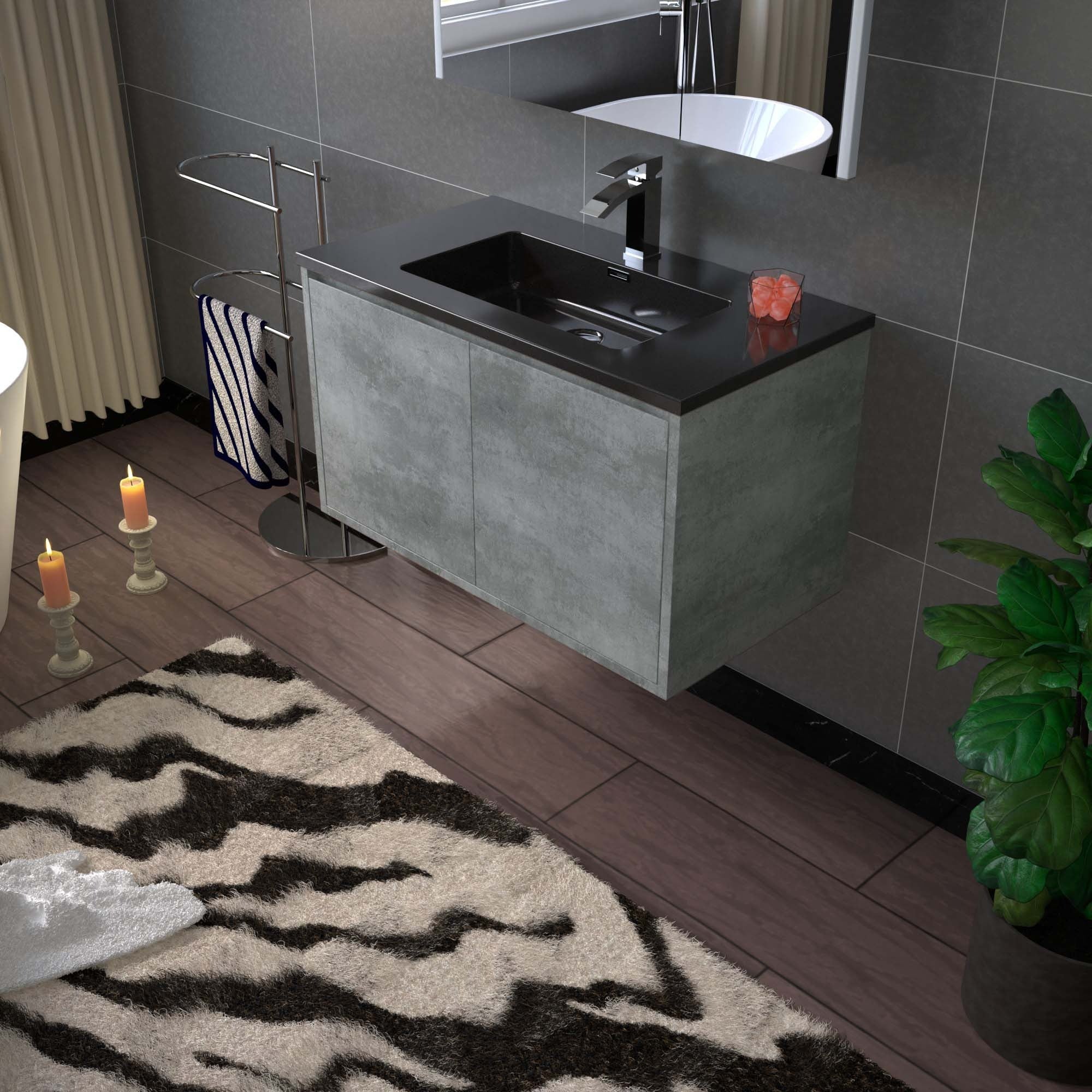 WOODBRIDGE 24 in. W x 19 in. D Bathroom Vanity in Gray with Quartz Sand Composite Vanity Top