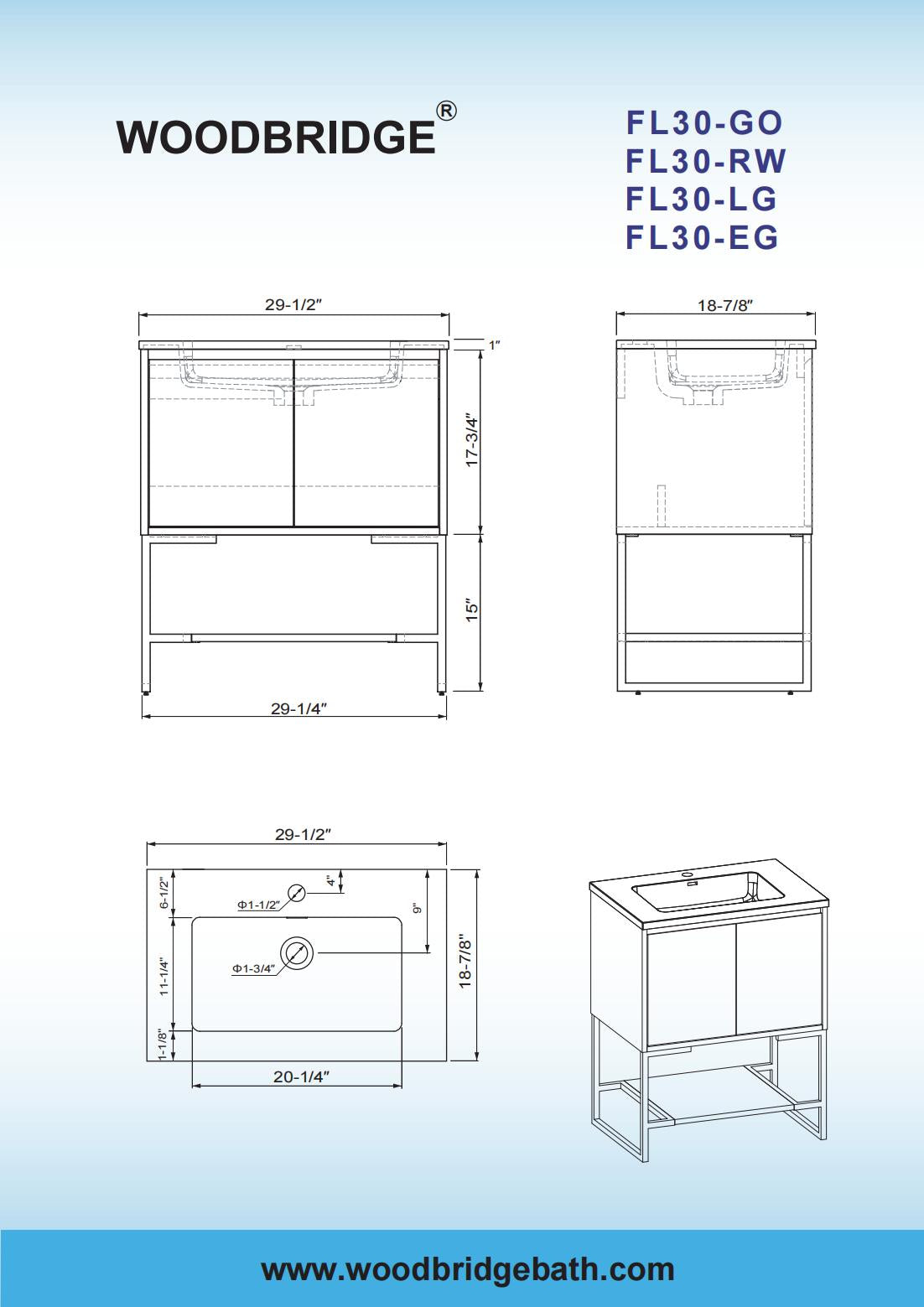 WOODBRIDGE 23-5/8 in. W x 18-7/8 in. D Bathroom Vanity in Oak with Resin Composite Vanity Top in Glossy White, with Stainless Steel Frame