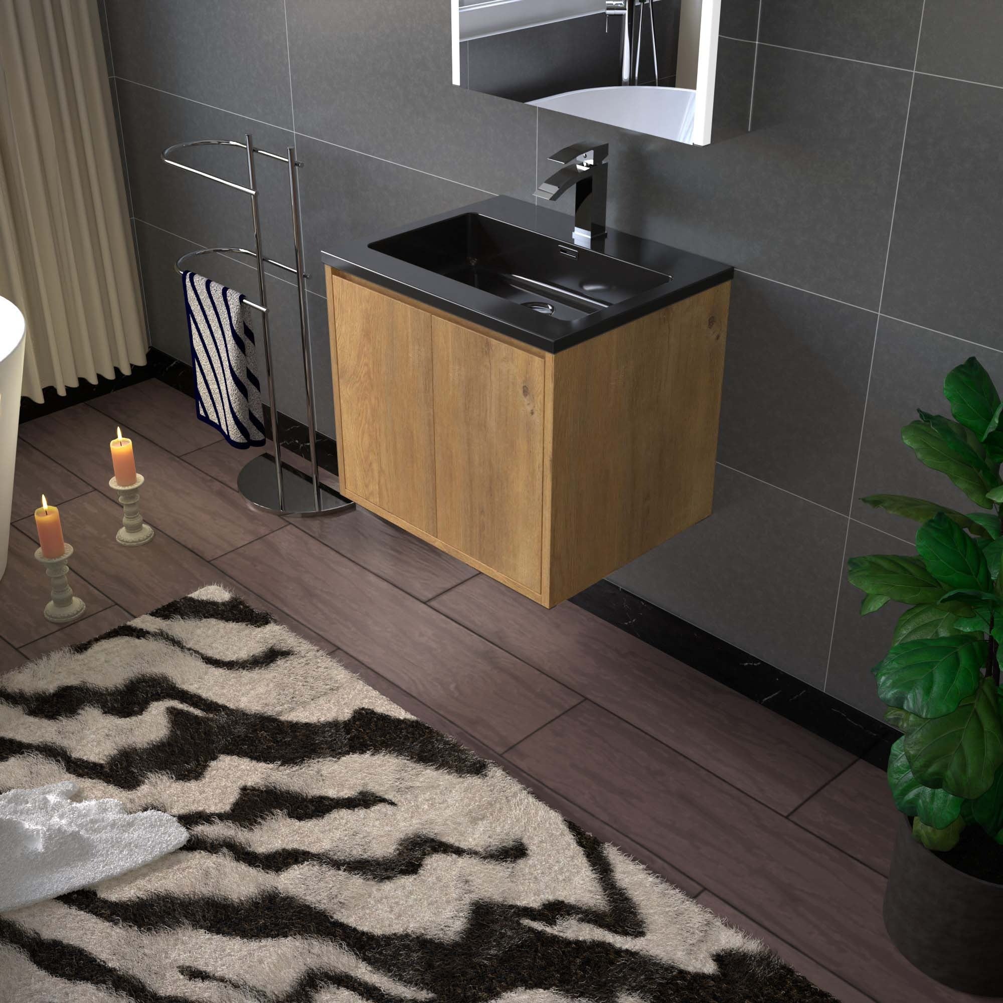 WOODBRIDGE 24 in. W x 19 in. D Bathroom Vanity in Rose Wood with Quartz Sand Composite Vanity Top