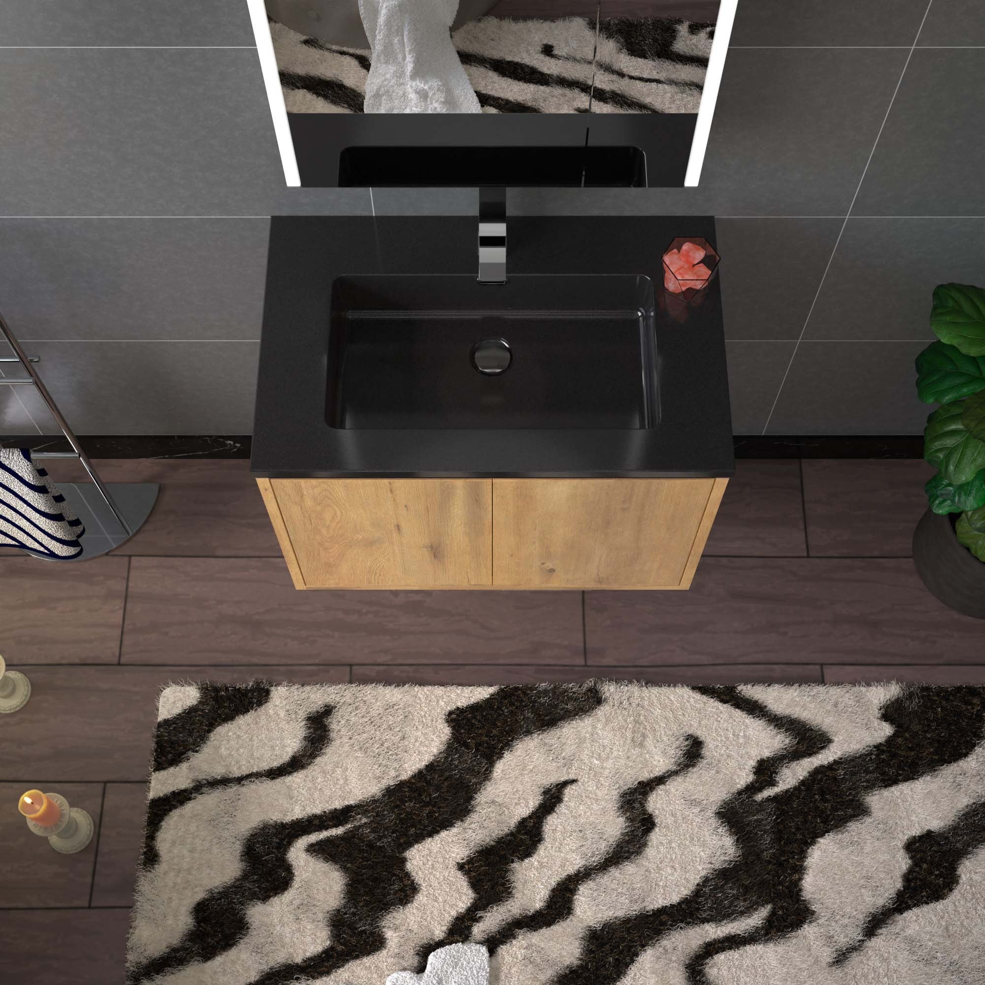 WOODBRIDGE 24 in. W x 19 in. D Bathroom Vanity in Rose Wood with Quartz Sand Composite Vanity Top
