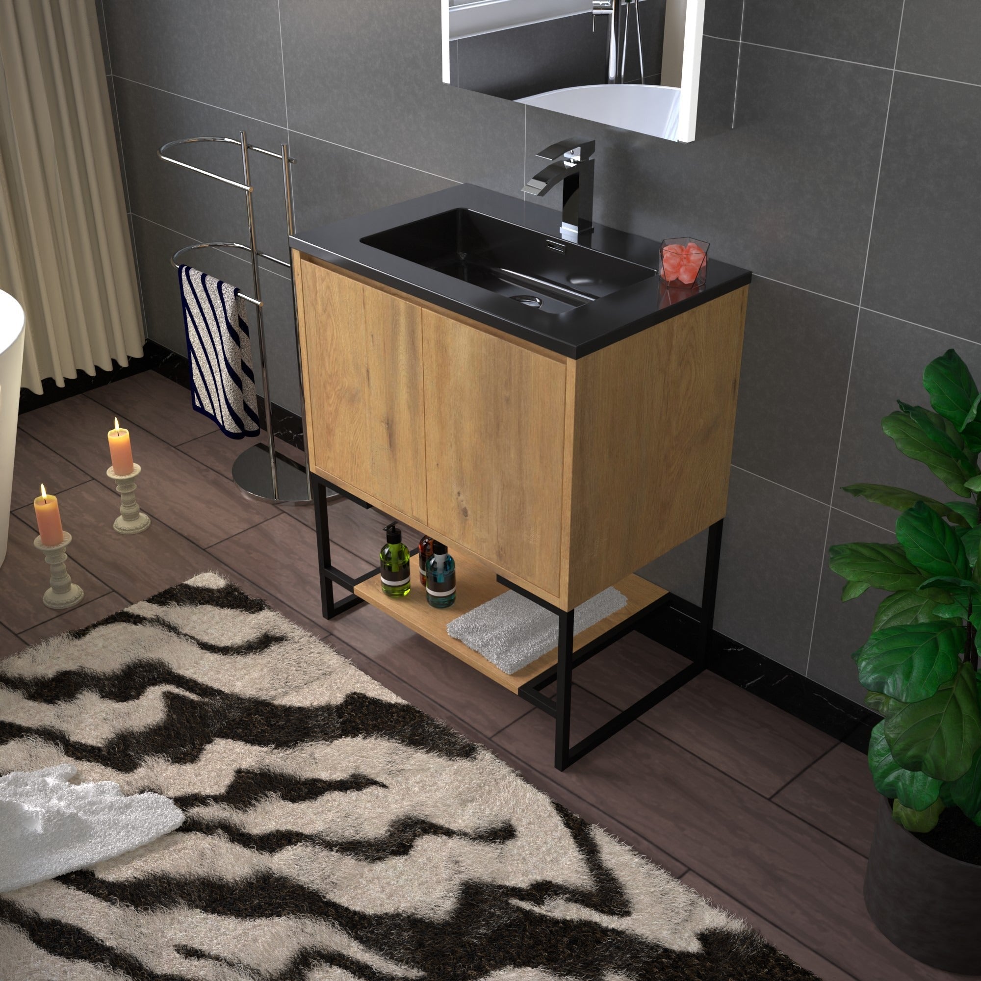WOODBRIDGE 24 in. W x 19 in. D Bathroom Vanity in Rose Wood with Quartz Sand Composite Vanity Top