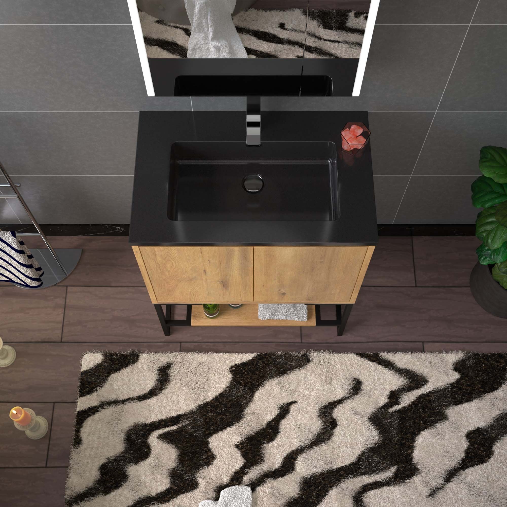 WOODBRIDGE 24 in. W x 19 in. D Bathroom Vanity in Rose Wood with Quartz Sand Composite Vanity Top