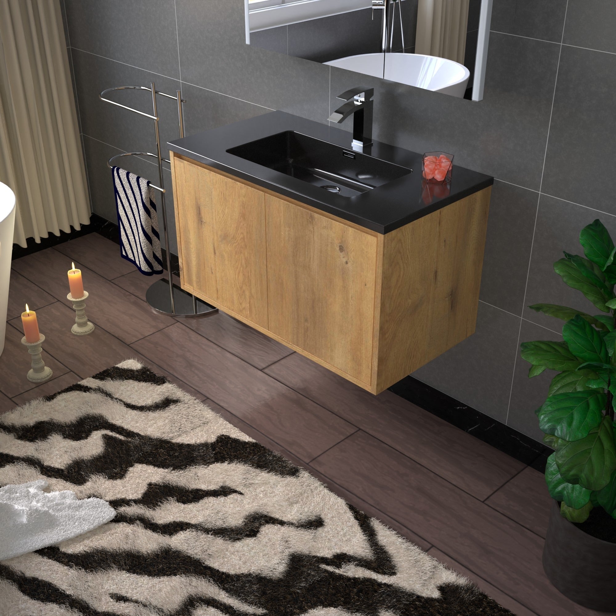 WOODBRIDGE 24 in. W x 19 in. D Bathroom Vanity in Rose Wood with Quartz Sand Composite Vanity Top