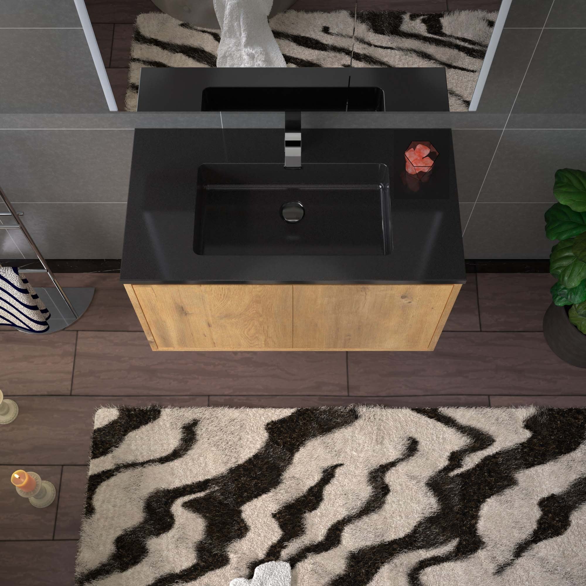WOODBRIDGE 24 in. W x 19 in. D Bathroom Vanity in Rose Wood with Quartz Sand Composite Vanity Top