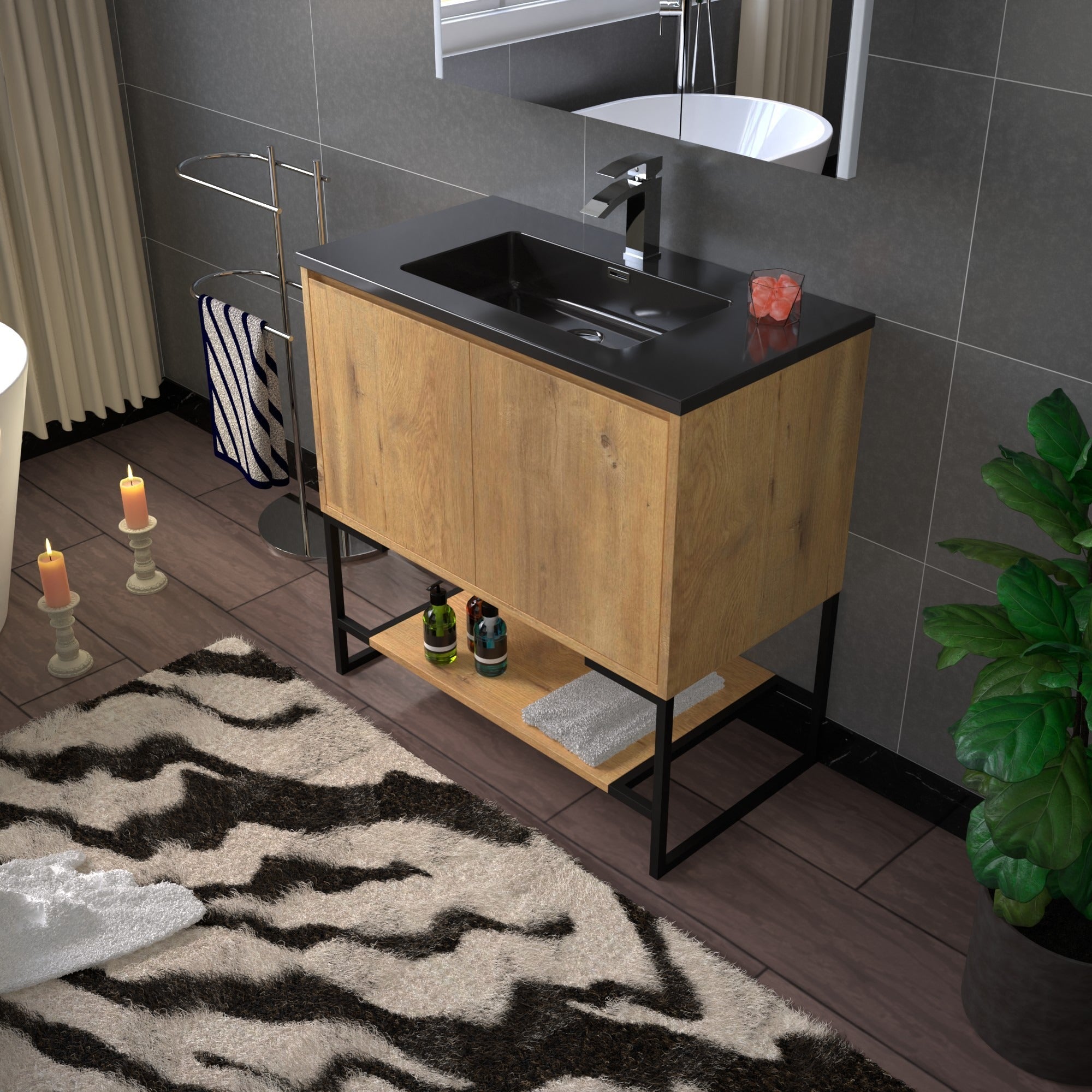 WOODBRIDGE 24 in. W x 19 in. D Bathroom Vanity in Rose Wood with Quartz Sand Composite Vanity Top