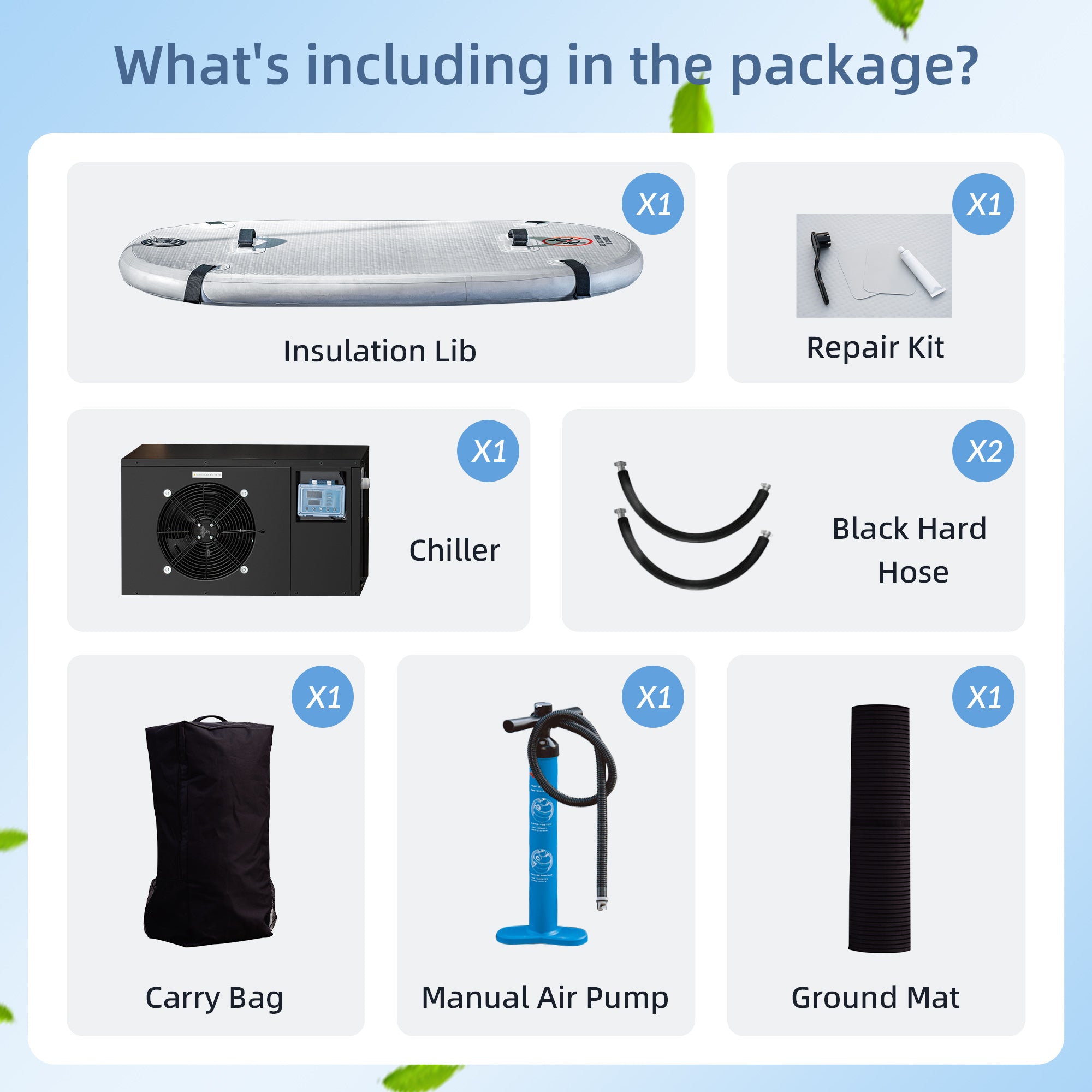 WOODBRIDGE Inflatable Cold Plunge Tub with 1 HP Cooling and Heating Chiller,Filter circulation system, PVC Insulated Lid, Hand Pump and Repair Kit Included, Anti-Slid Bottom