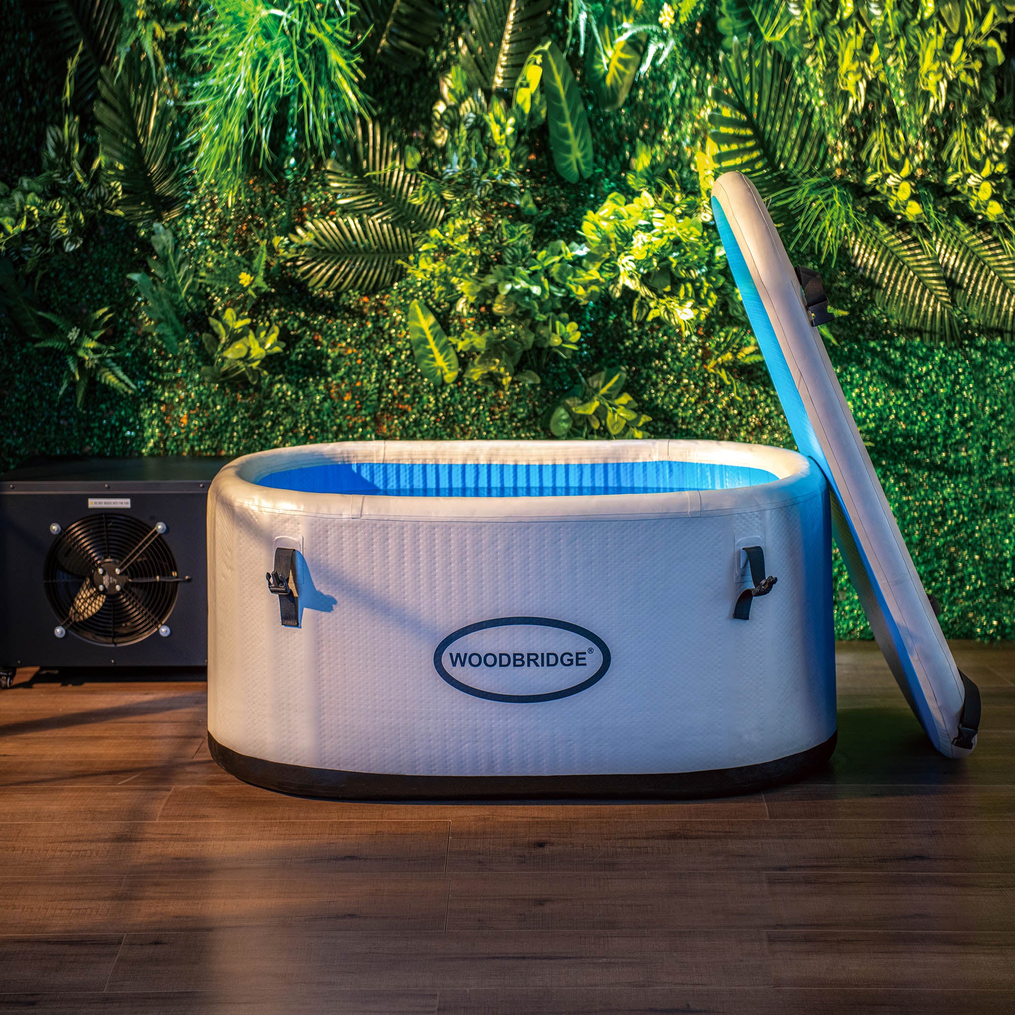 WOODBRIDGE Inflatable Cold Plunge Tub with 1 HP Cooling and Heating Chiller,Filter circulation system, PVC Insulated Lid, Hand Pump and Repair Kit Included, Anti-Slid Bottom