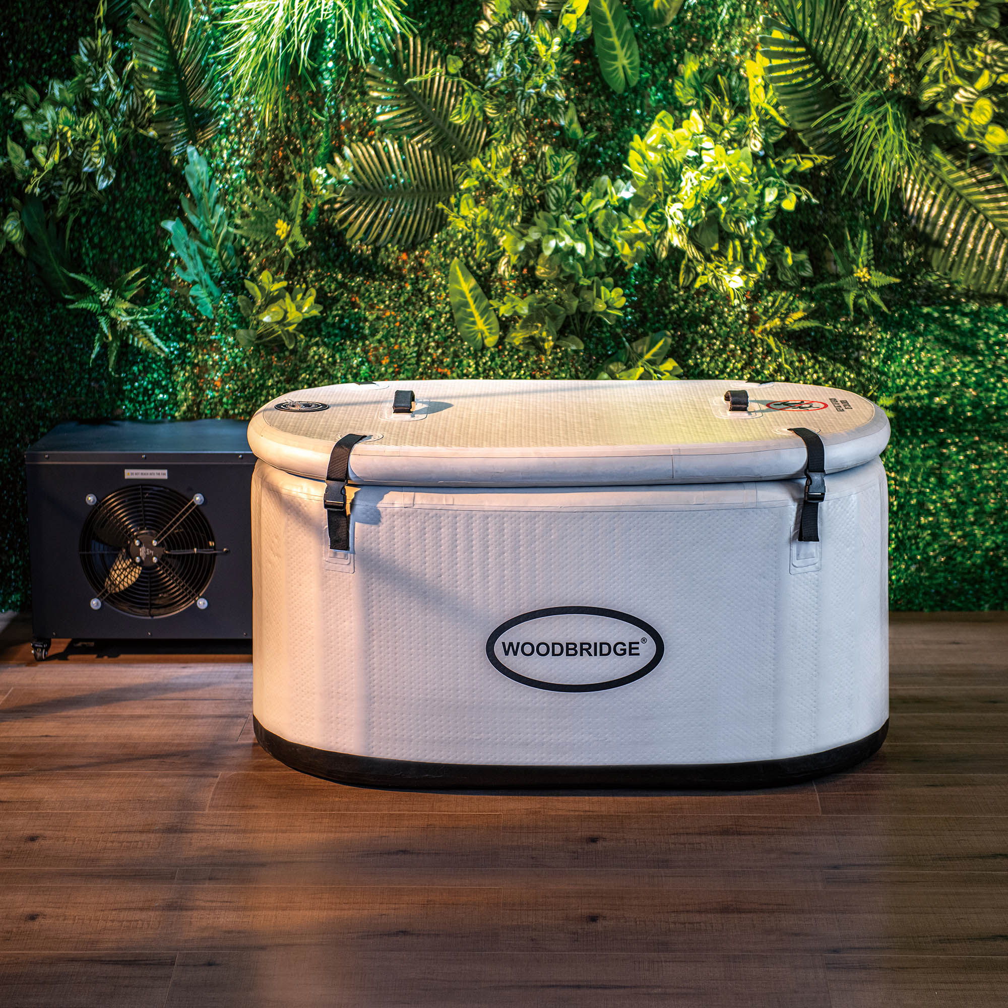 WOODBRIDGE Inflatable Cold Plunge Tub with 1 HP Cooling and Heating Chiller,Filter circulation system, PVC Insulated Lid, Hand Pump and Repair Kit Included, Anti-Slid Bottom