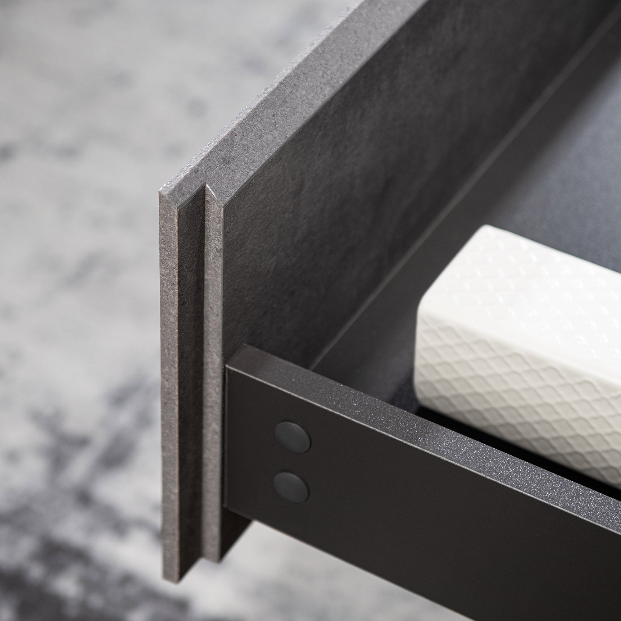 WOODBRIDGE 23-5/8 in. W x 19-5/8 in. D Wall Mounted Floating Bathroom Vanity in Gray with Quartz Sand Composite Vanity Top in Matte Black