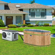 WOODBRIDGE 59" Cold Plunge Tub with 1.3 HP High-Performance Cooling and Heating Chiller in White, Ozone sanitation, Filter circulation system, Insulated Tub Lid, Wood Stool, Wood Seat