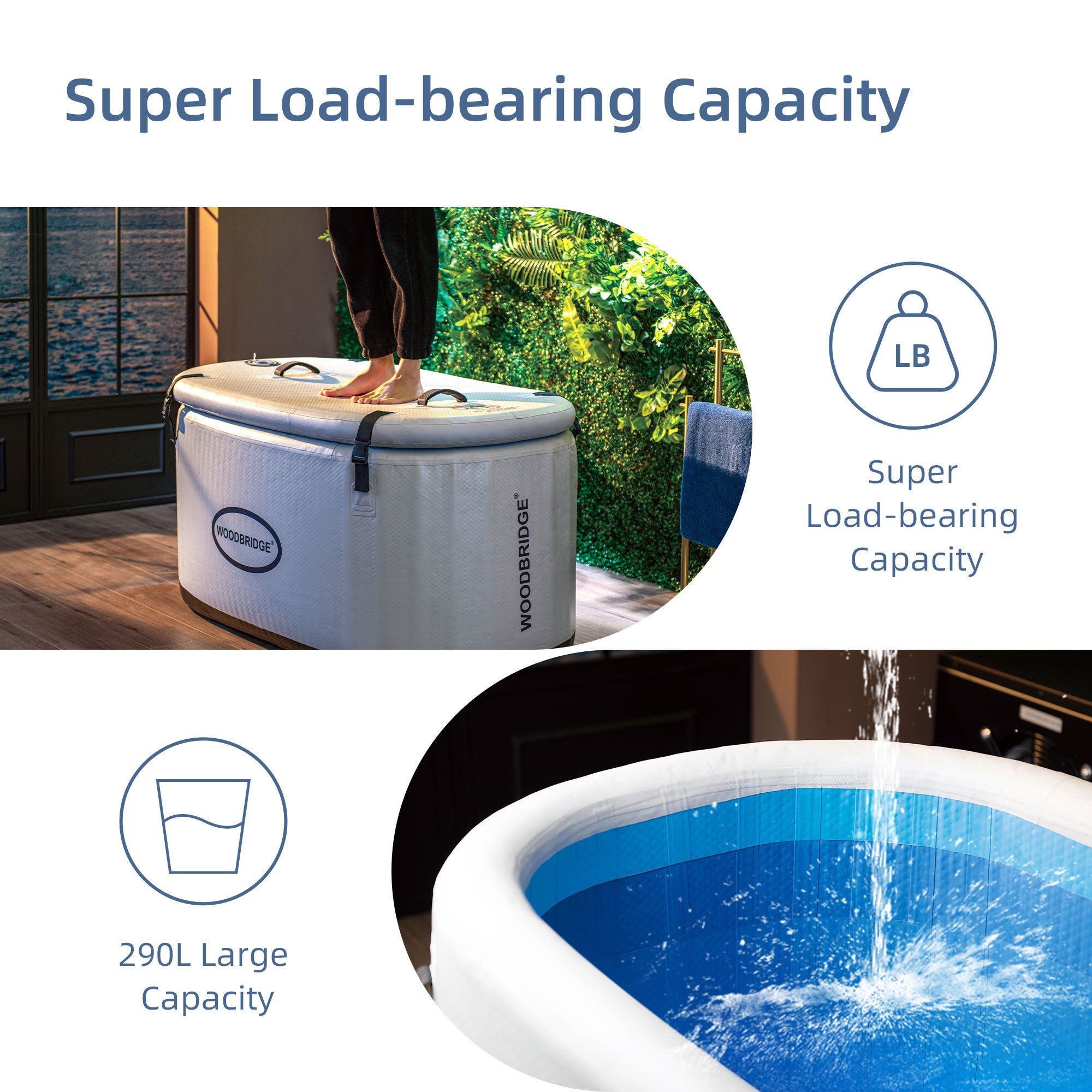 WOODBRIDGE Inflatable Oval Ice Bath Cold Plunge Tub with PVC Insulated Lid, Hand Pump and Repair Kit Included, Anti-Slid Bottom