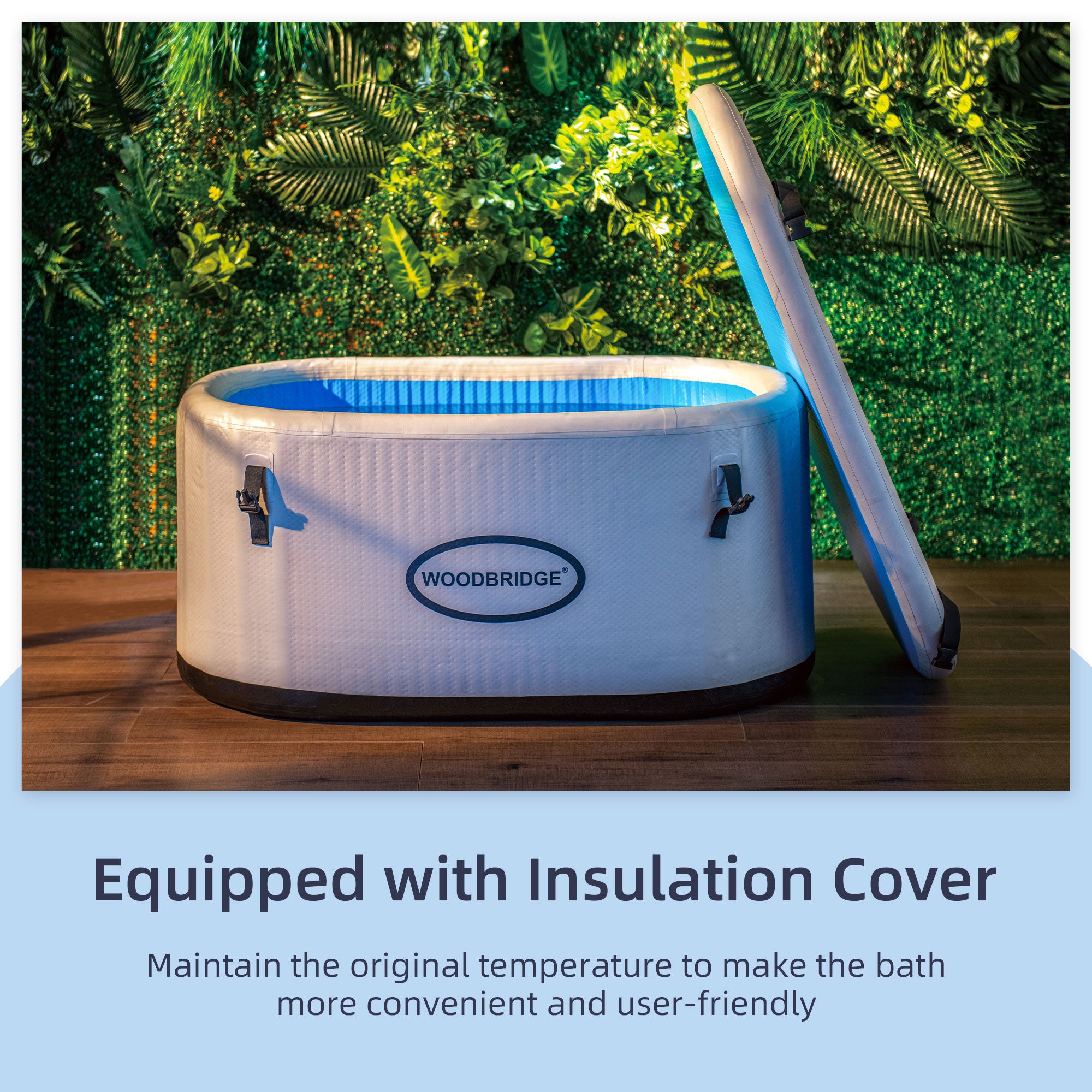 WOODBRIDGE Inflatable Oval Ice Bath Cold Plunge Tub with PVC Insulated Lid, Hand Pump and Repair Kit Included, Anti-Slid Bottom