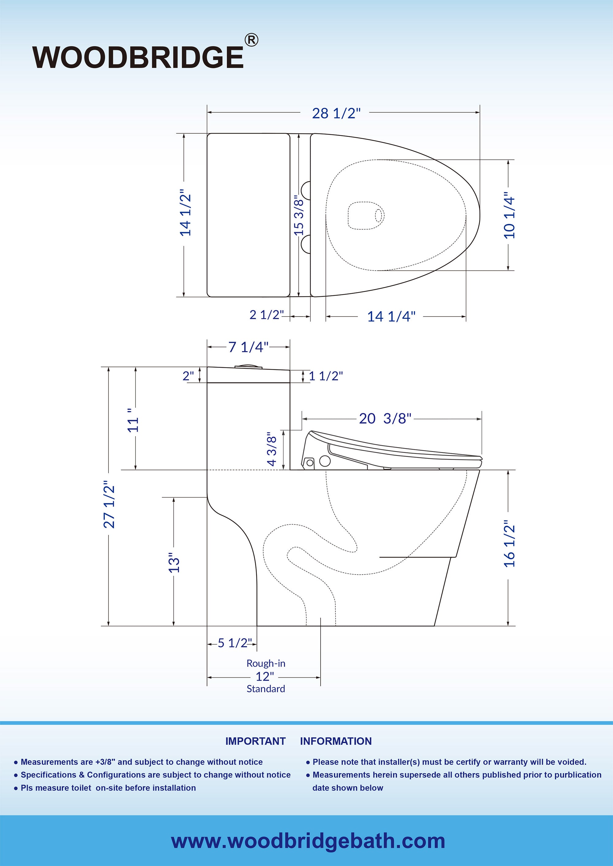 WOODBRIDGE T-0041 Elongated one Piece toilet with Smart Bidet Seat, Electronic Advanced Self Cleaning, Soft Close Lid, Adjustable Water Temperature, LED Nightlight, Heated Seat, Warm air Dryer