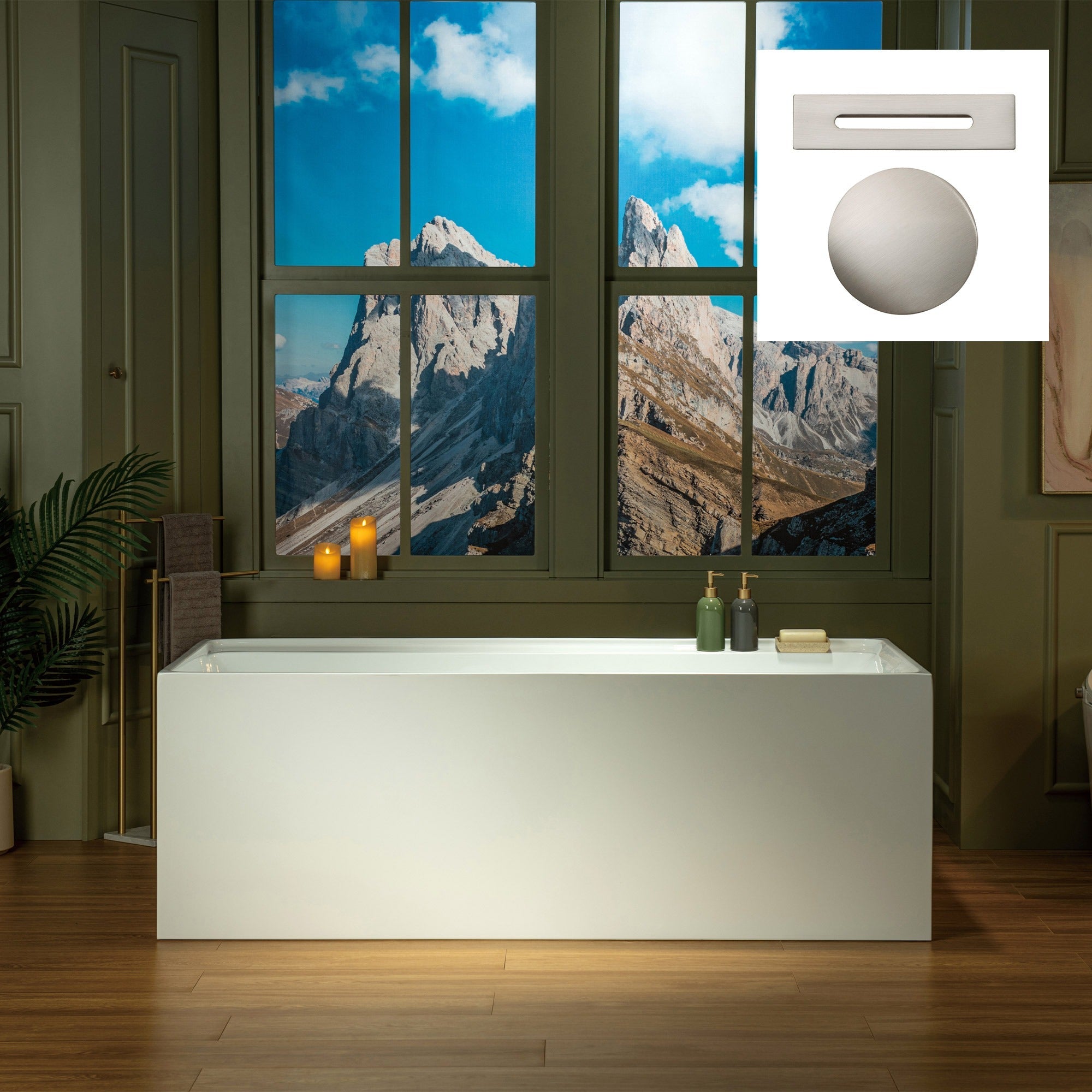 WOODBRIDGE 66-7/8" L x 31-1/2" W Freestanding Contemporary Soaking Bathtub with Drain & Overflow, B6710