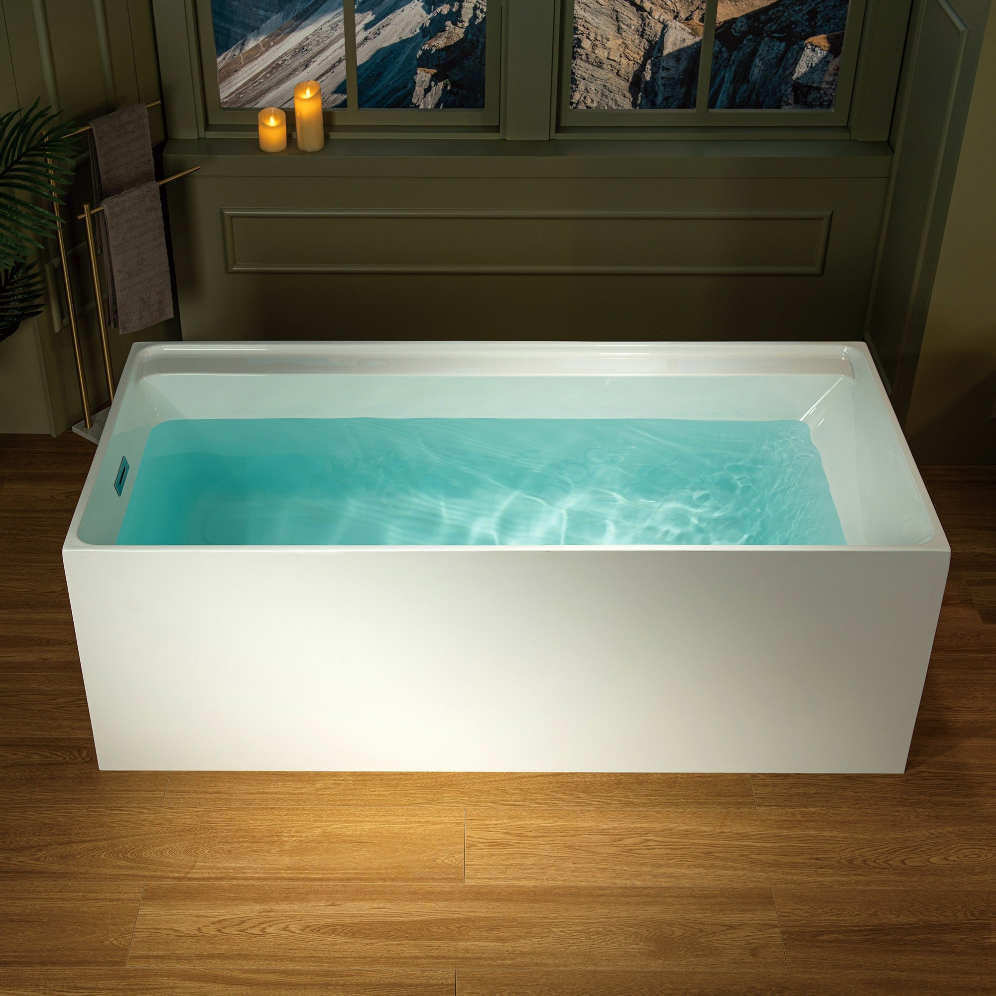 WOODBRIDGE 66-7/8" L x 31-1/2" W Freestanding Contemporary Soaking Bathtub with Drain & Overflow, B6710