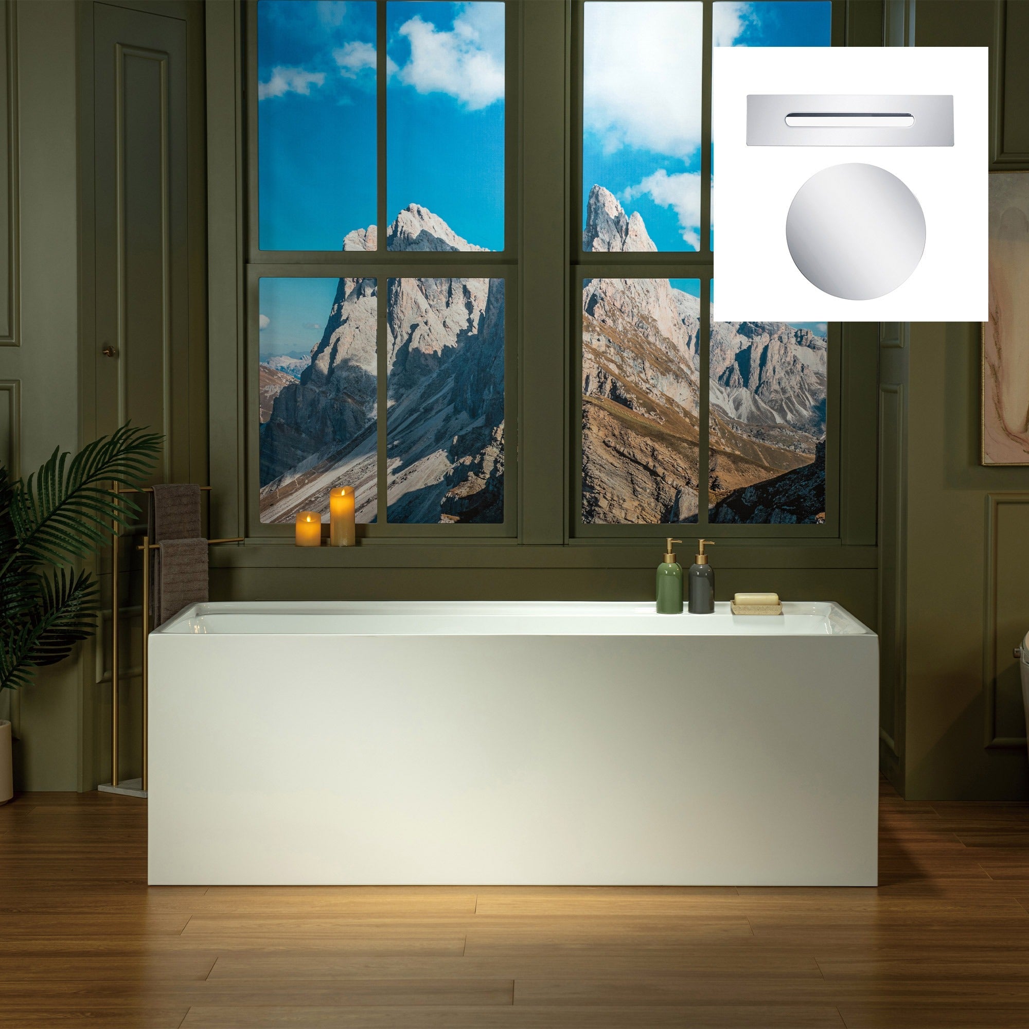 WOODBRIDGE 66-7/8" L x 31-1/2" W Freestanding Contemporary Soaking Bathtub with Drain & Overflow, B6710