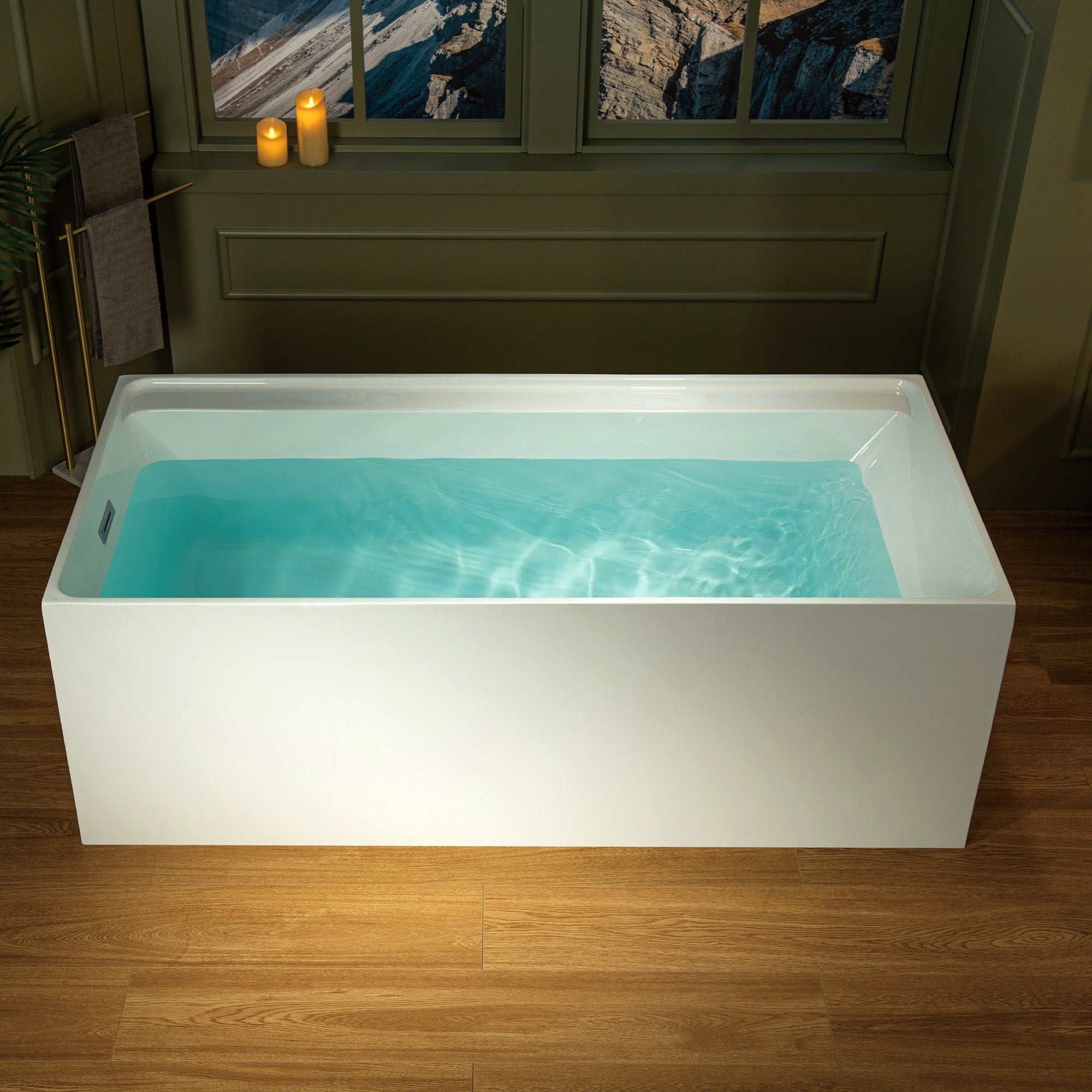WOODBRIDGE 66-7/8" L x 31-1/2" W Freestanding Contemporary Soaking Bathtub with Drain & Overflow, B6710