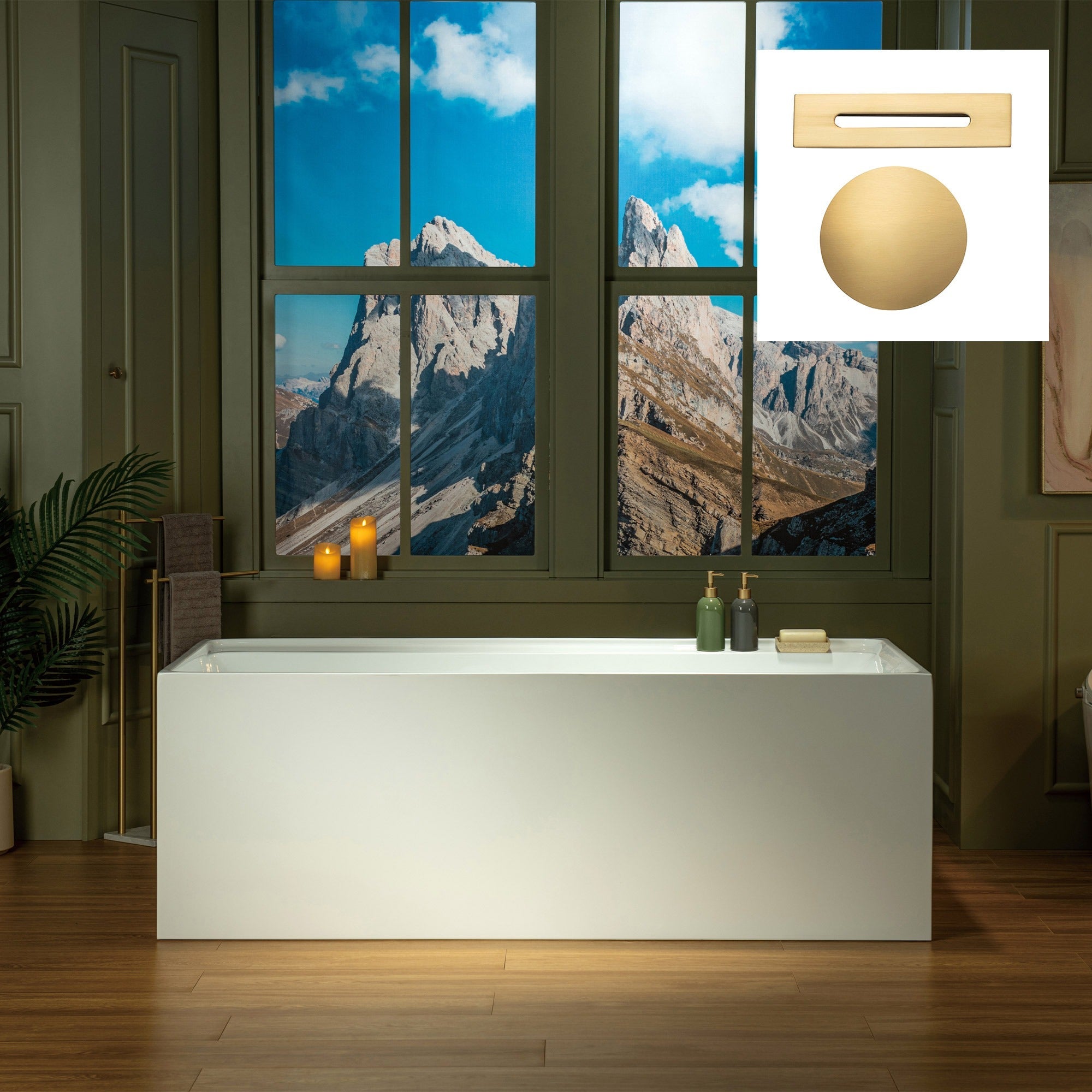 WOODBRIDGE 66-7/8" L x 31-1/2" W Freestanding Contemporary Soaking Bathtub with Drain & Overflow, B6710
