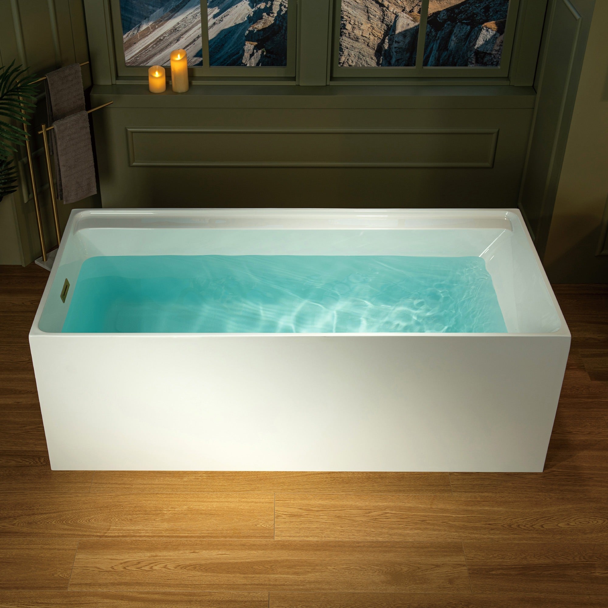 WOODBRIDGE 66-7/8" L x 31-1/2" W Freestanding Contemporary Soaking Bathtub with Drain & Overflow, B6710