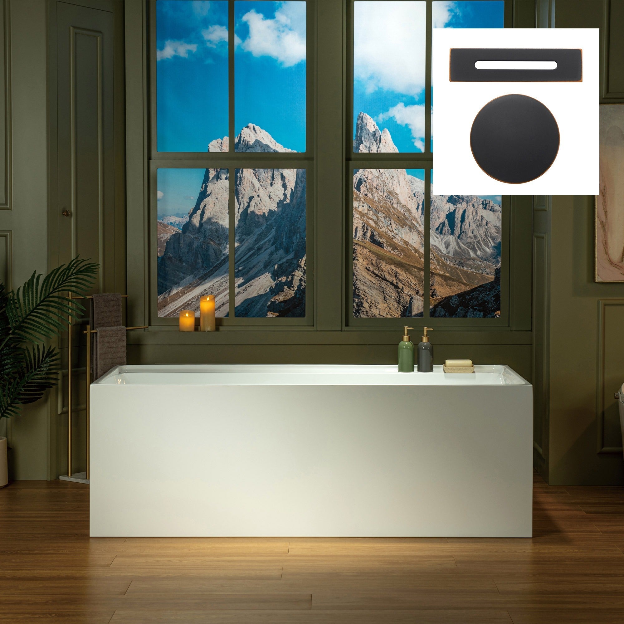 WOODBRIDGE 66-7/8" L x 31-1/2" W Freestanding Contemporary Soaking Bathtub with Drain & Overflow, B6710