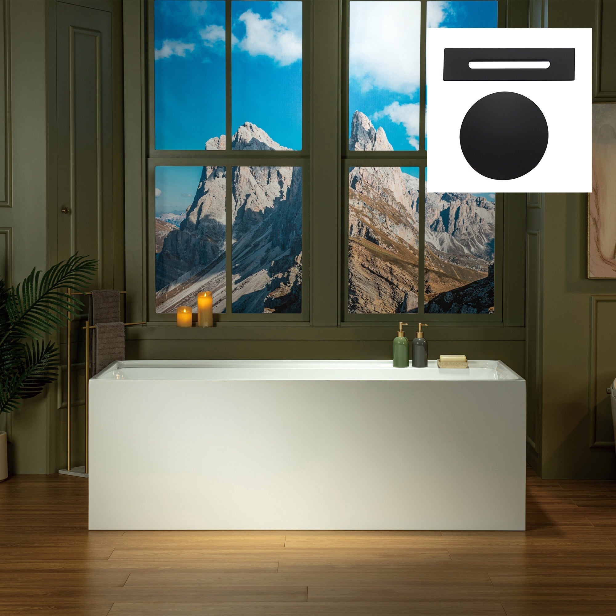 WOODBRIDGE 66-7/8" L x 31-1/2" W Freestanding Contemporary Soaking Bathtub with Drain & Overflow, B6710