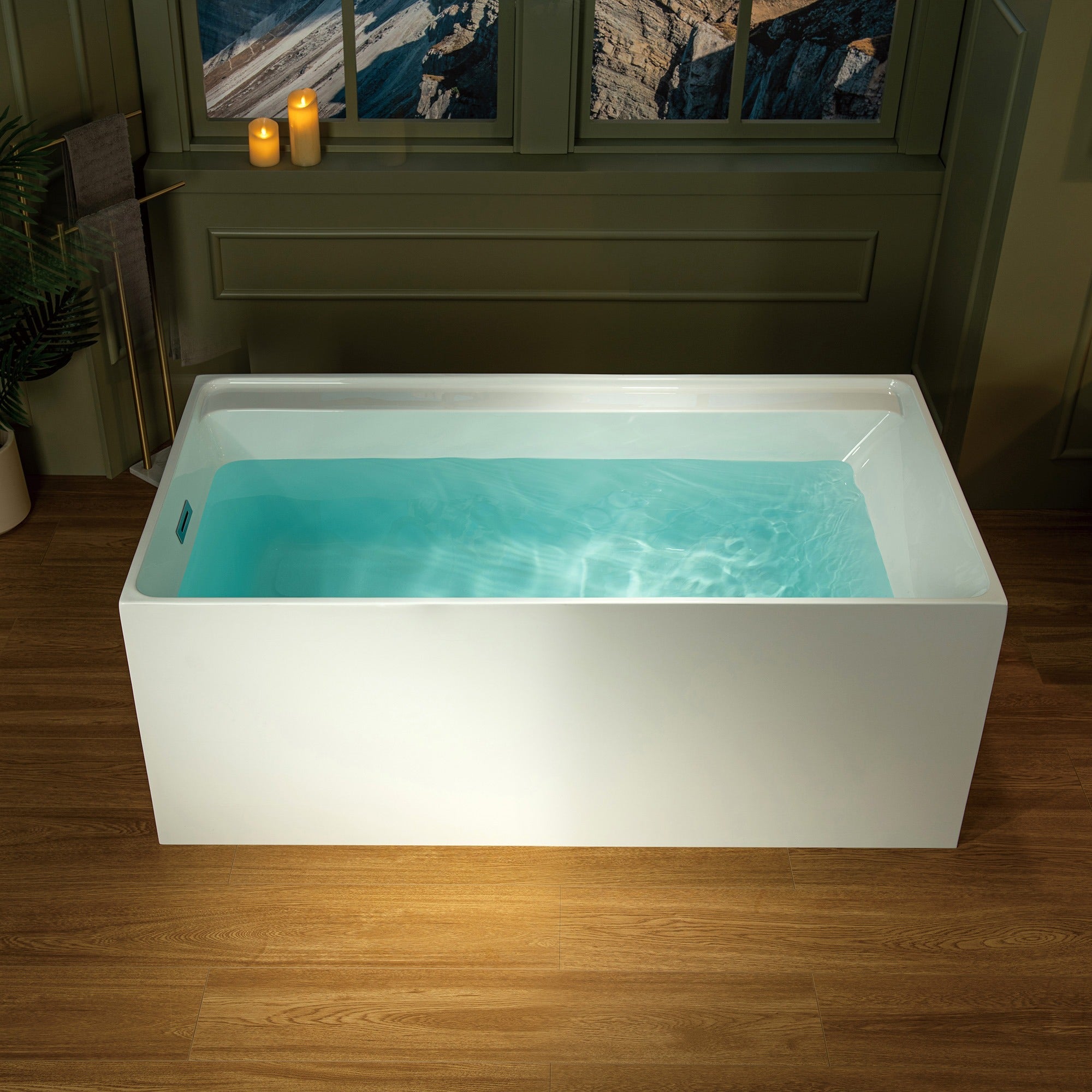 WOODBRIDGE 59" L x 29-1/2" W Freestanding Contemporary Soaking Bathtub with with Drain & Overflow, B5910