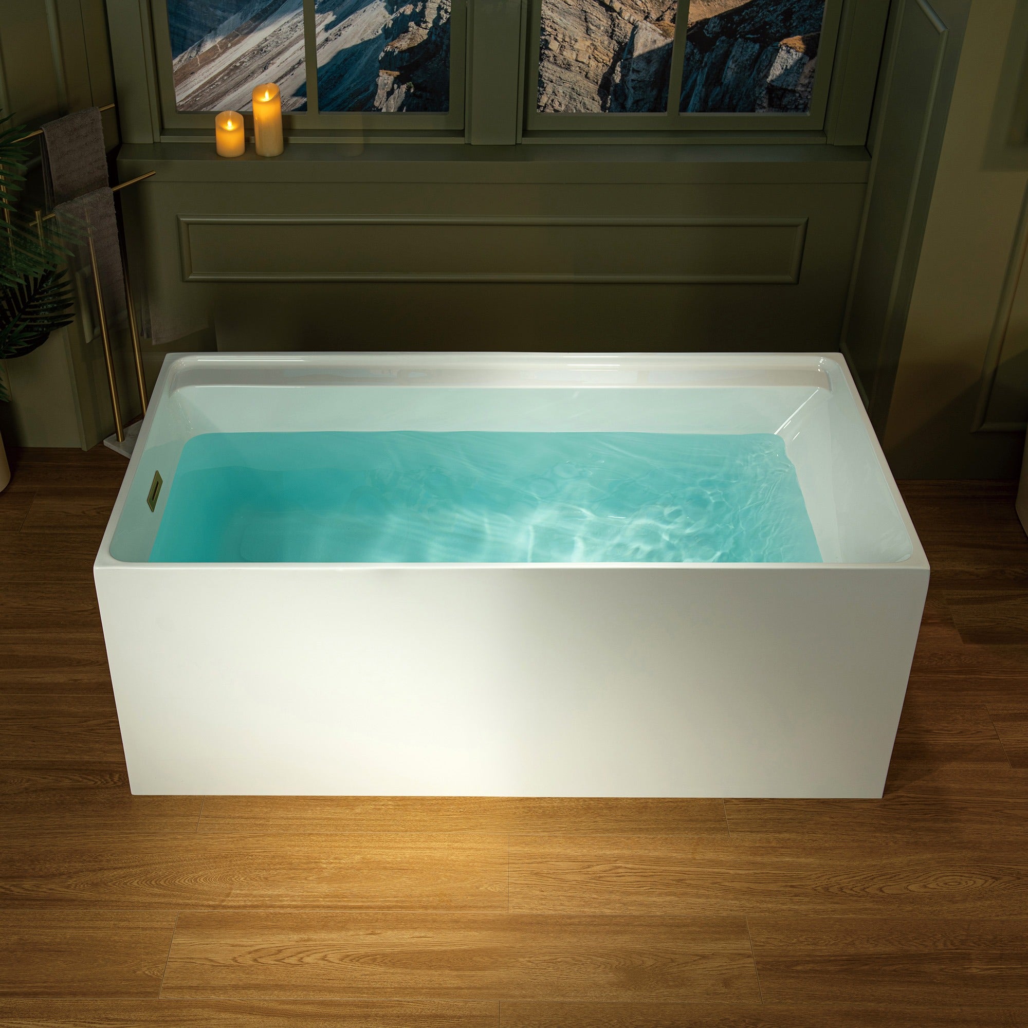 WOODBRIDGE 59" L x 29-1/2" W Freestanding Contemporary Soaking Bathtub with with Drain & Overflow, B5910