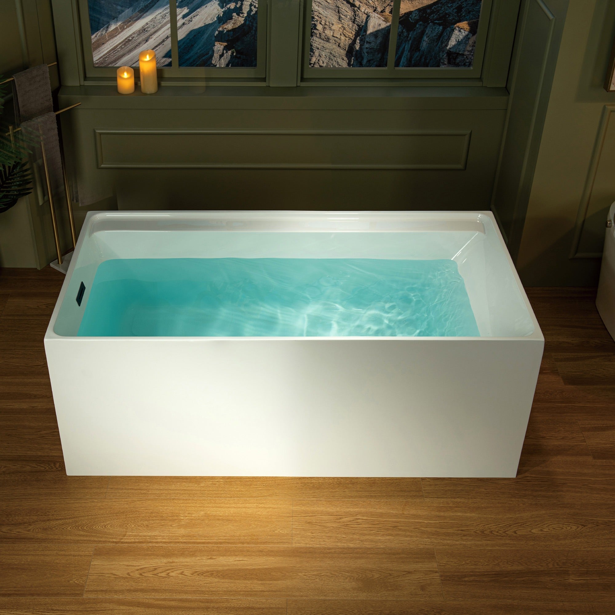 WOODBRIDGE 59" L x 29-1/2" W Freestanding Contemporary Soaking Bathtub with with Drain & Overflow, B5910