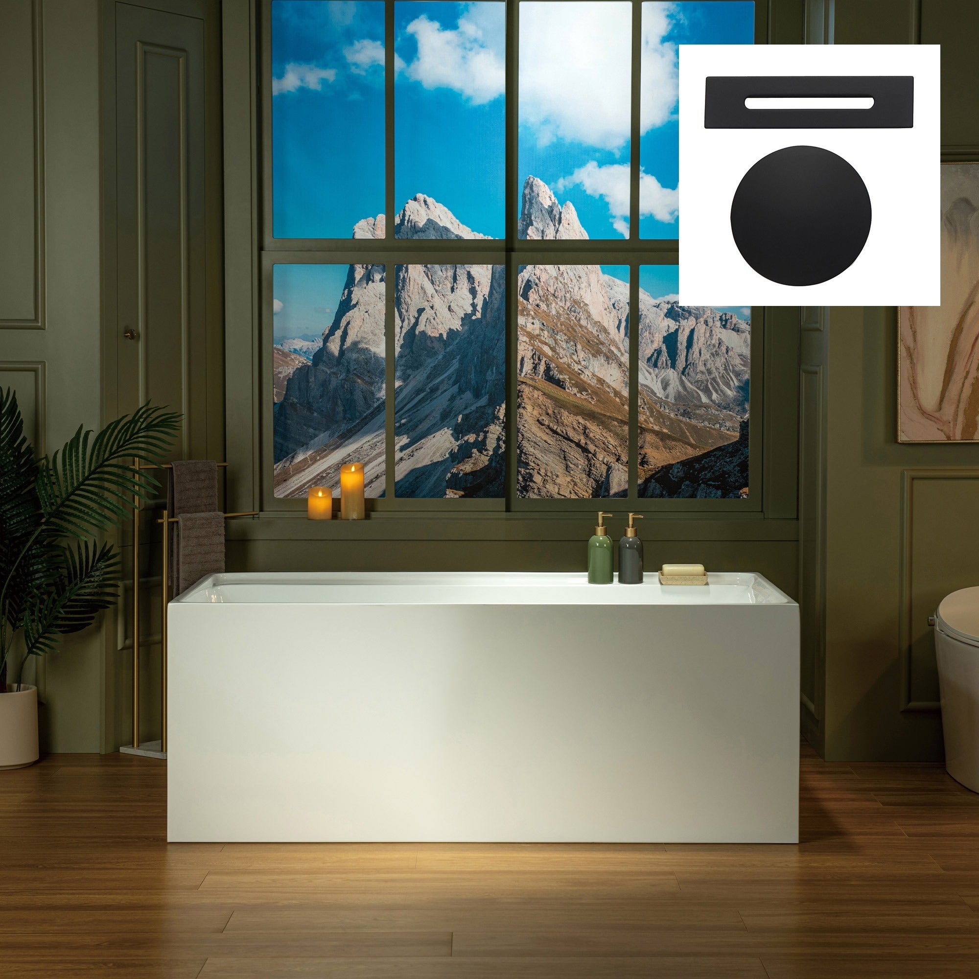 WOODBRIDGE 59" L x 29-1/2" W Freestanding Contemporary Soaking Bathtub with with Drain & Overflow, B5910