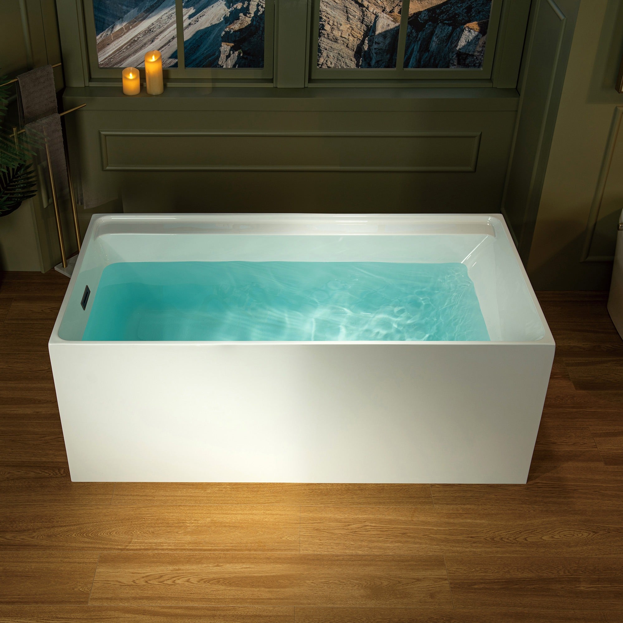 WOODBRIDGE 59" L x 29-1/2" W Freestanding Contemporary Soaking Bathtub with with Drain & Overflow, B5910