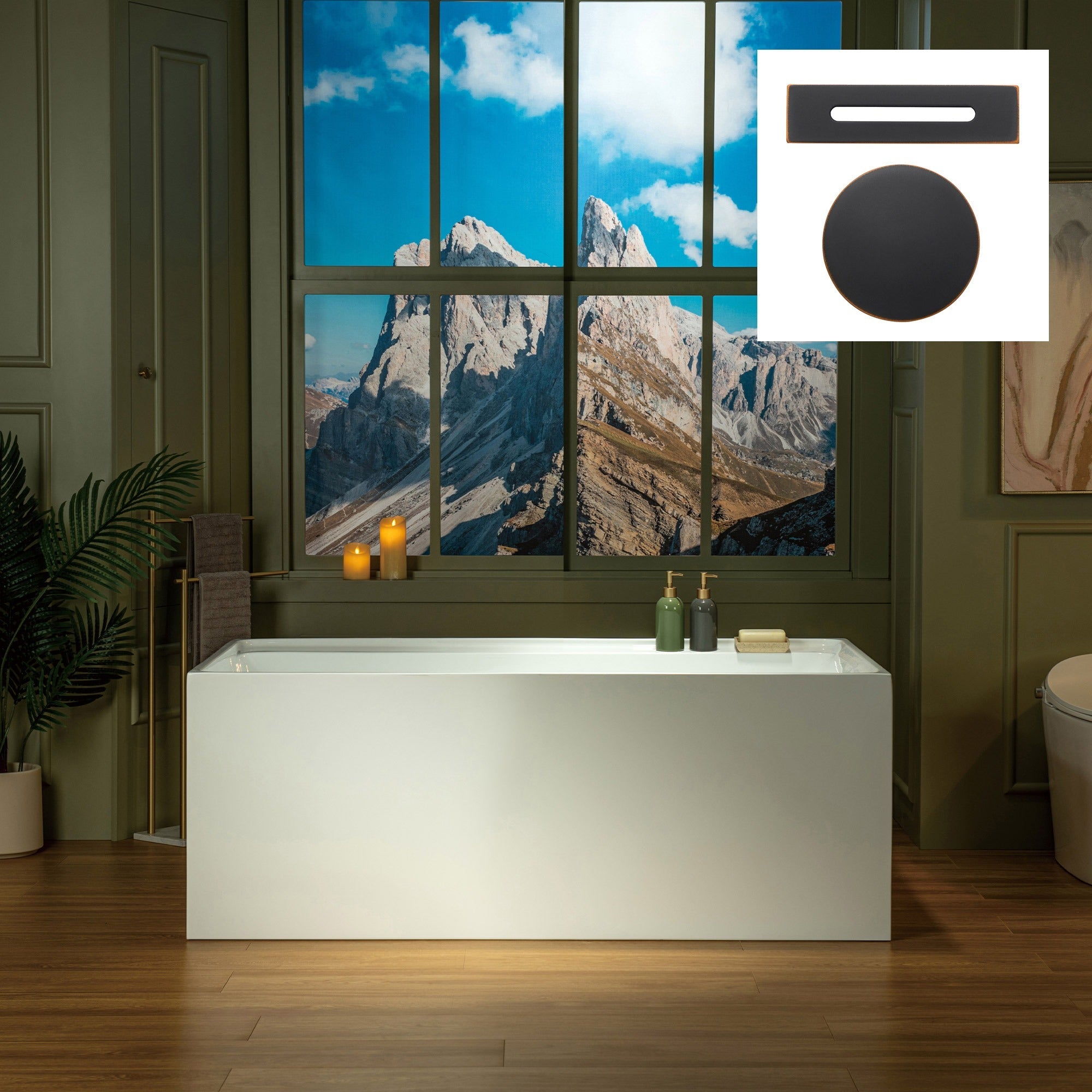 WOODBRIDGE 59" L x 29-1/2" W Freestanding Contemporary Soaking Bathtub with with Drain & Overflow, B5910