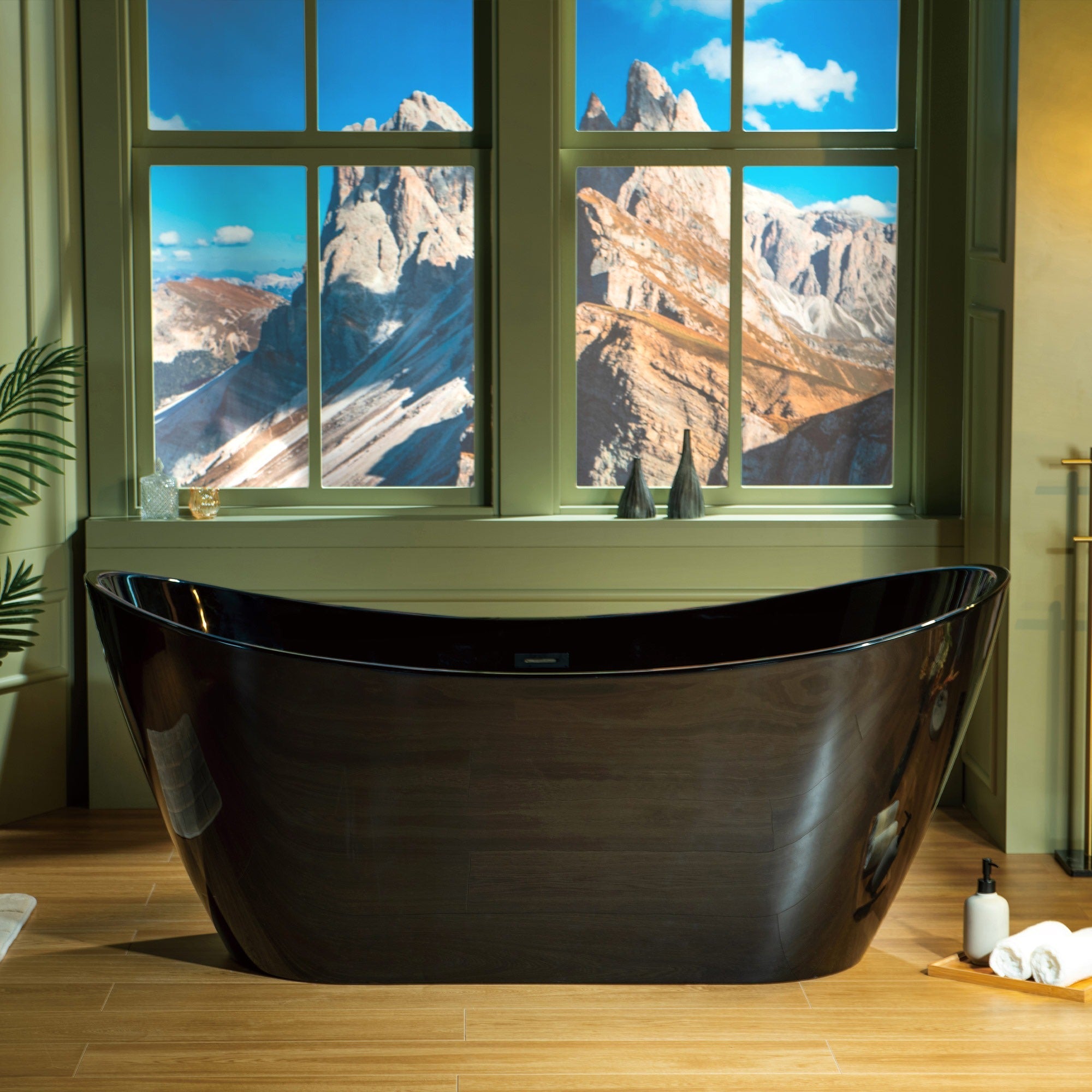 WOODBRIDGE 67" L x 31-1/2" W Freestanding Contemporary Acrylic Soaking Bathtub with Drain & Overflow, B8810