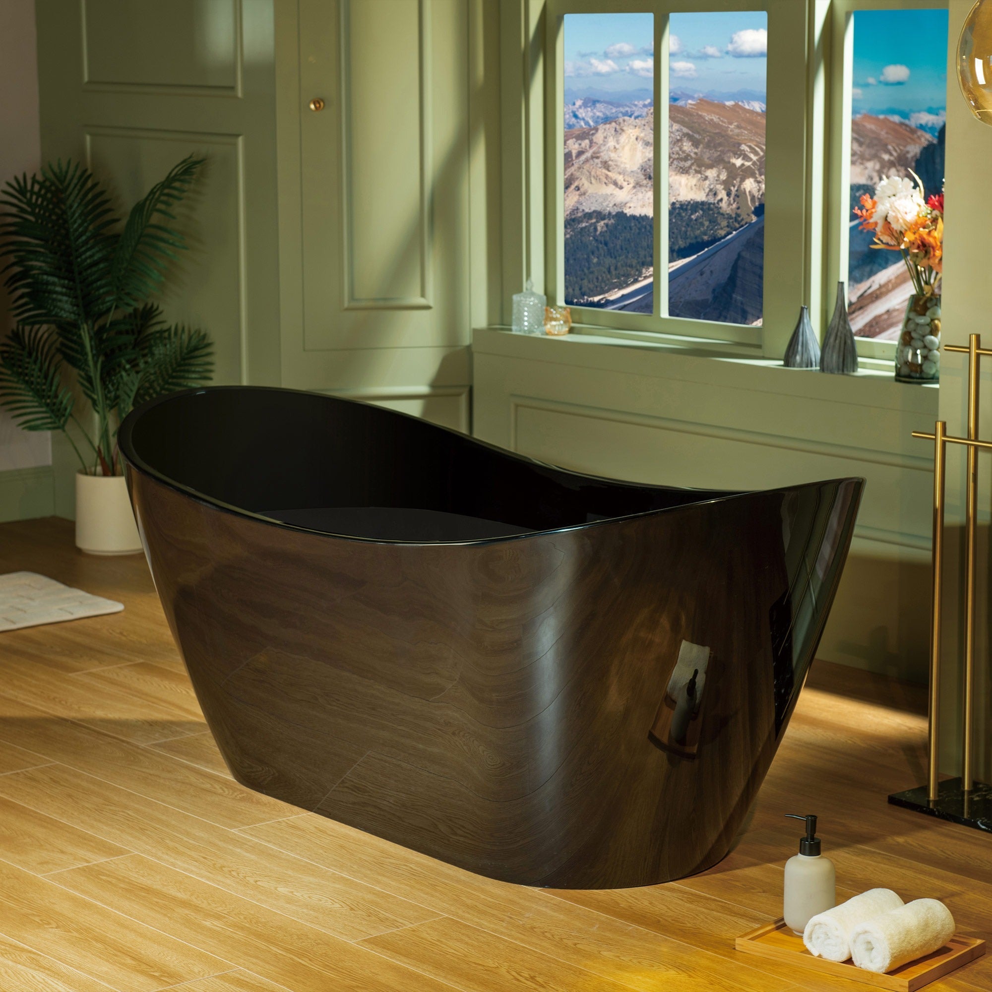 WOODBRIDGE 67" L x 31-1/2" W Freestanding Contemporary Acrylic Soaking Bathtub with Drain & Overflow, B8810